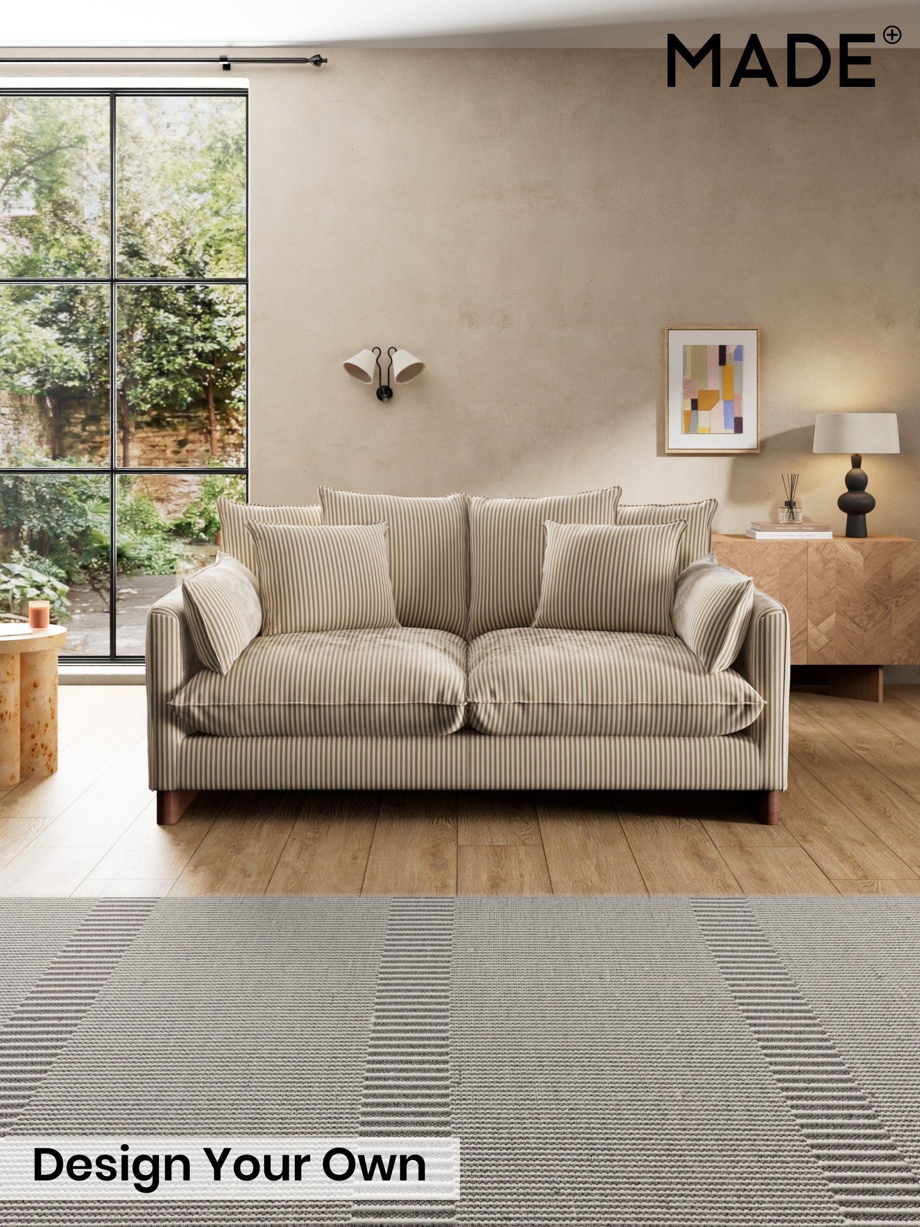 Velvet Stripe/Beige Natural - Whitby Scatter Back By Made