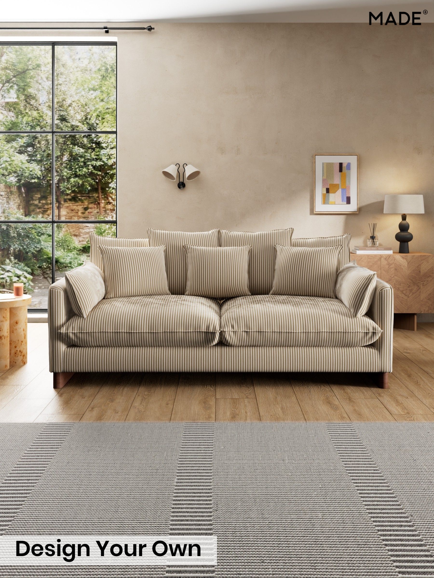 Velvet Stripe/Beige Natural - Whitby Scatter Back By Made