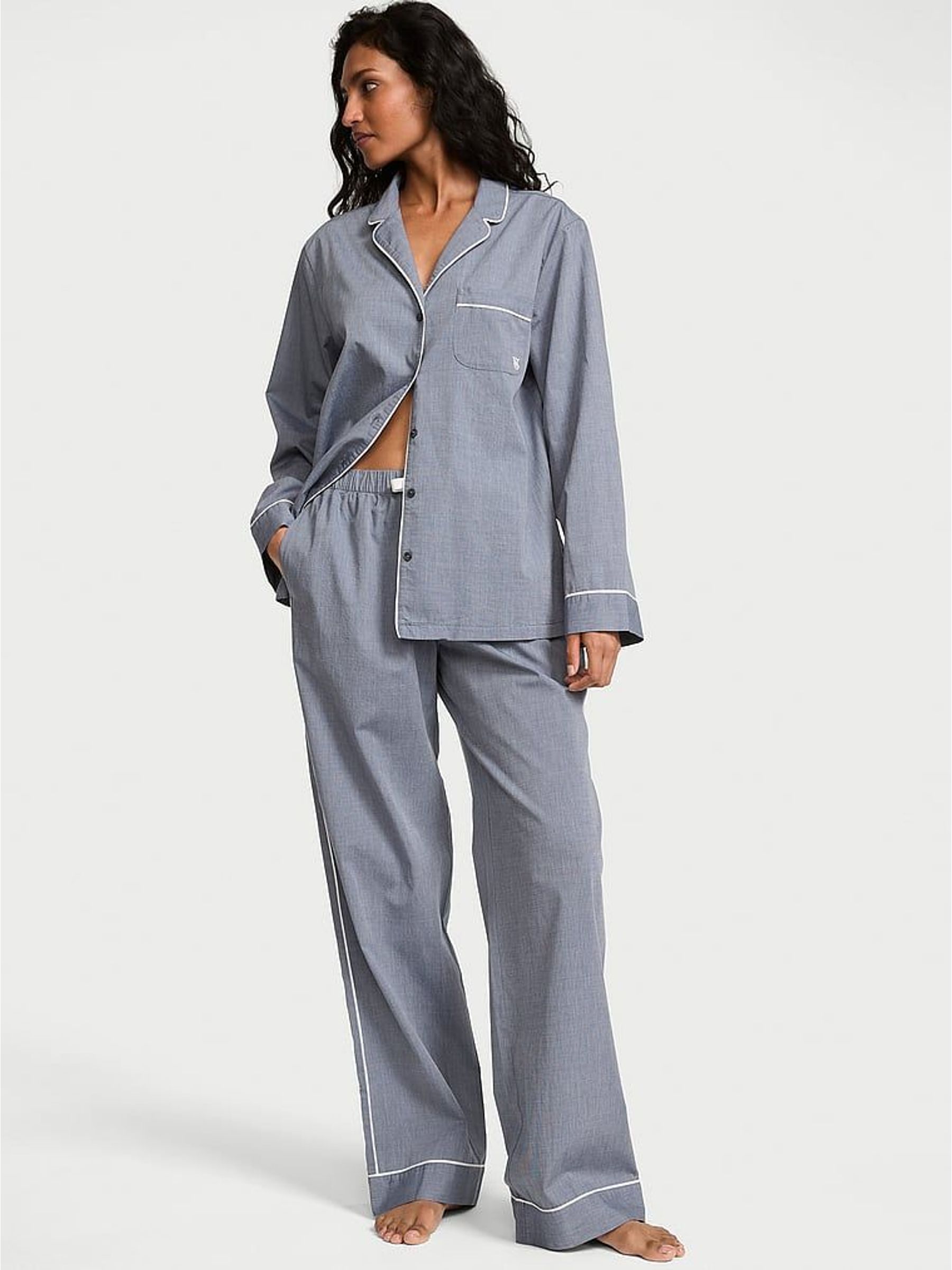 Monaco Blue - Heritage Cotton Long Pyjamas Set
