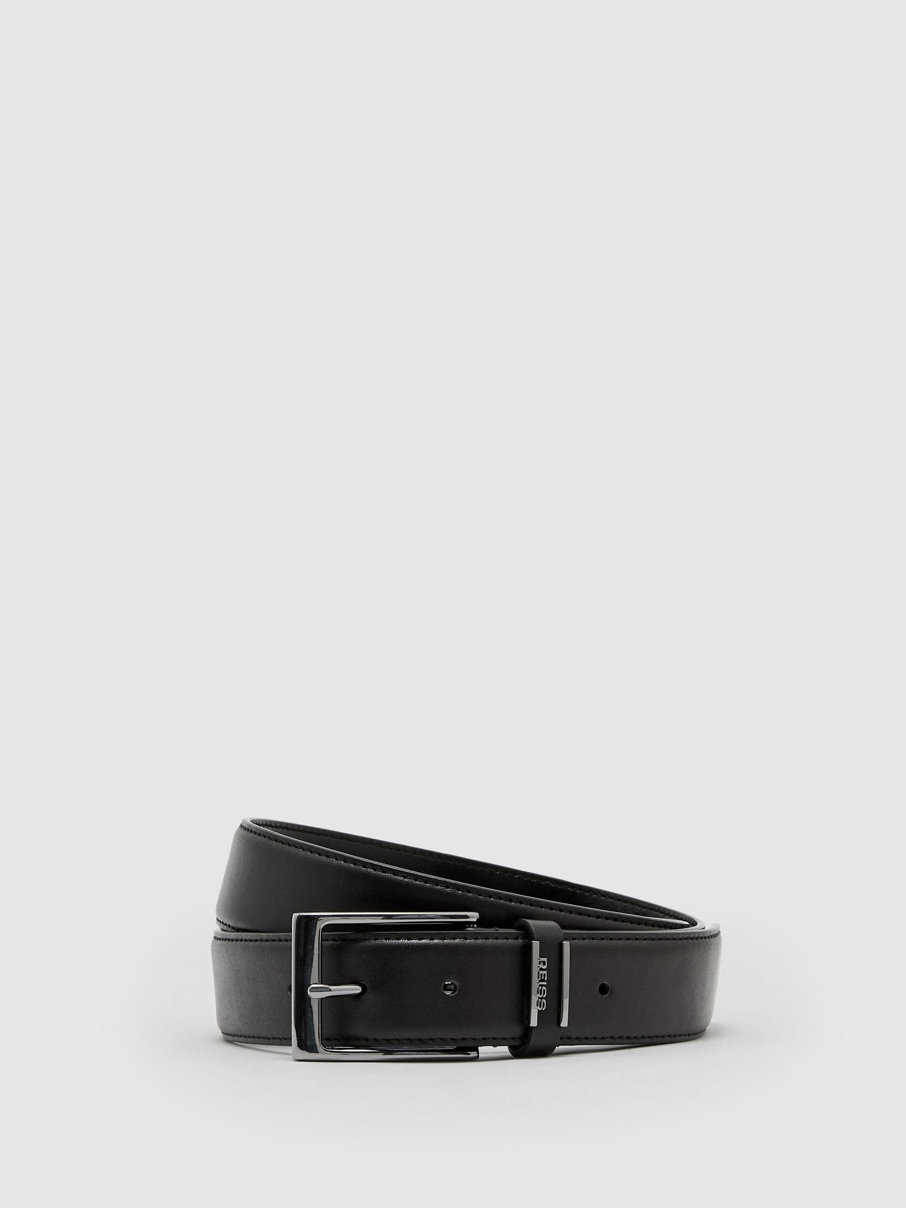 Black - Regular Leather Logo-detail Belt