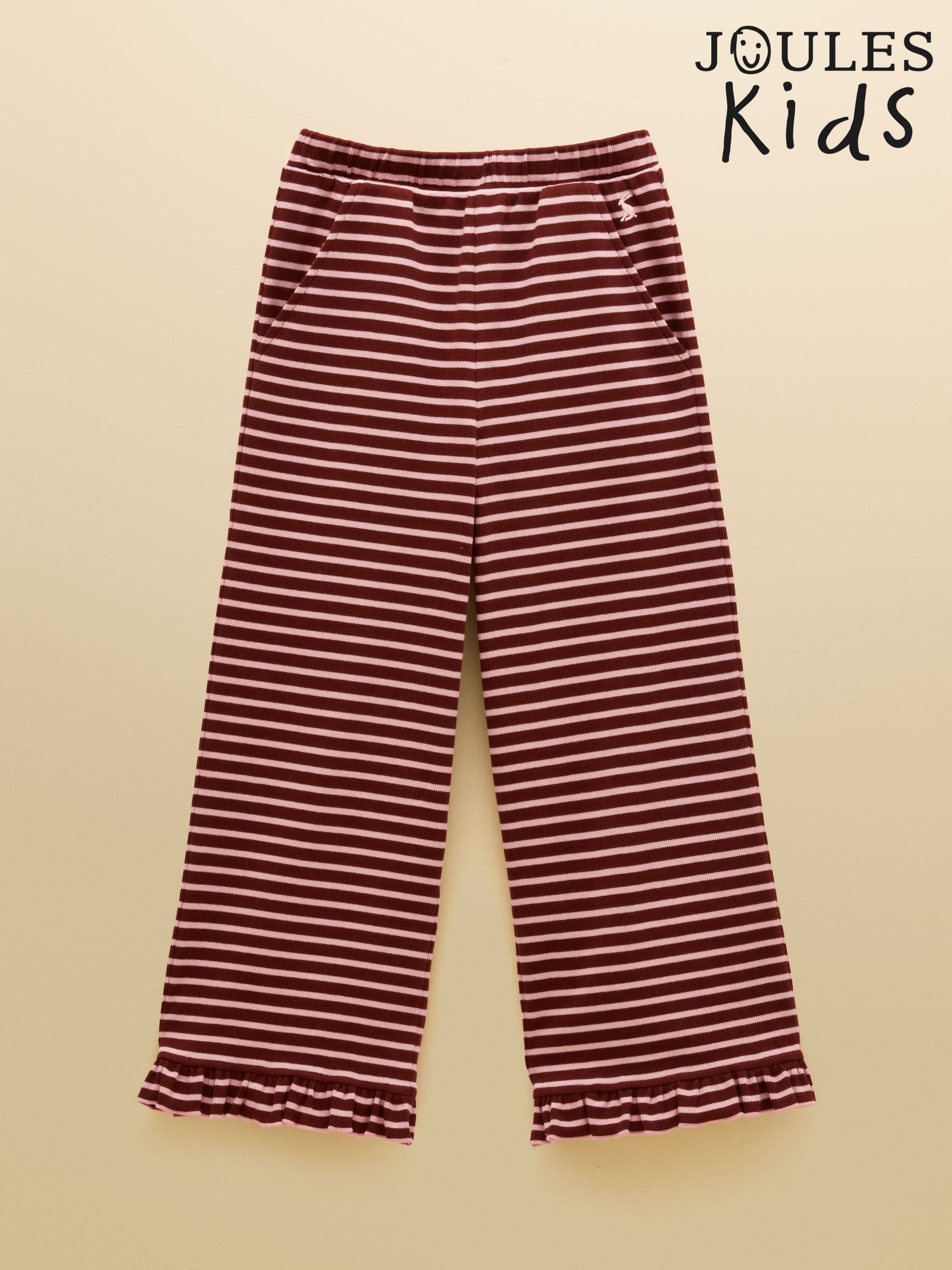 Brown & Pink - Rib Frill Trousers