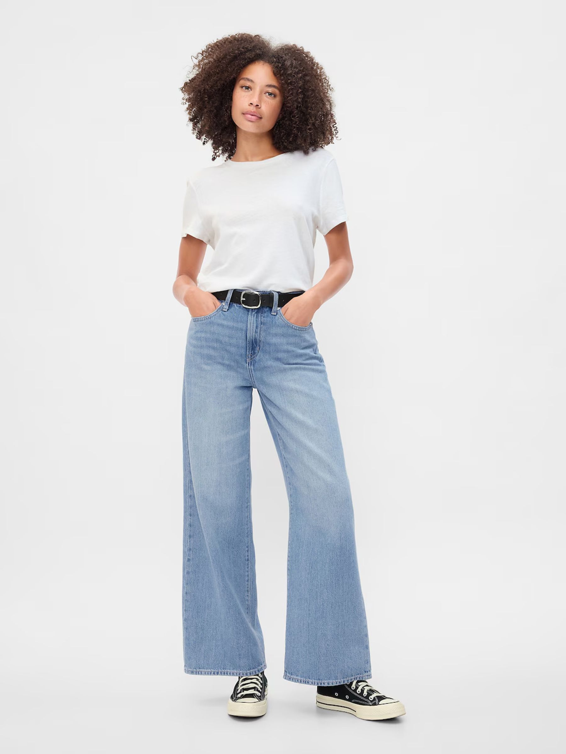 Light Wash - High Waisted Super Soft Wide-leg Jeans