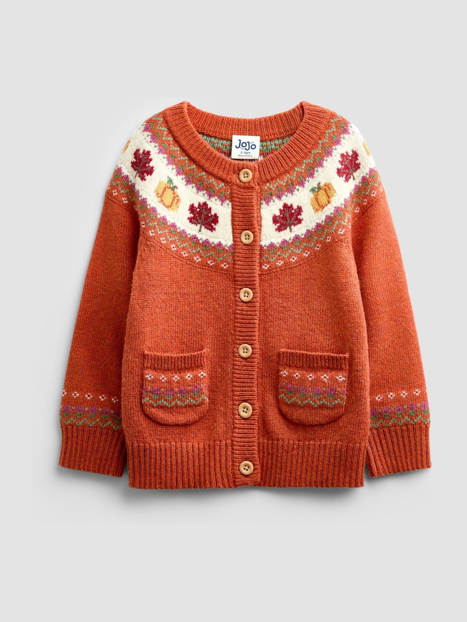 Rust Orange Pumpkin - Fairisle Cardigan