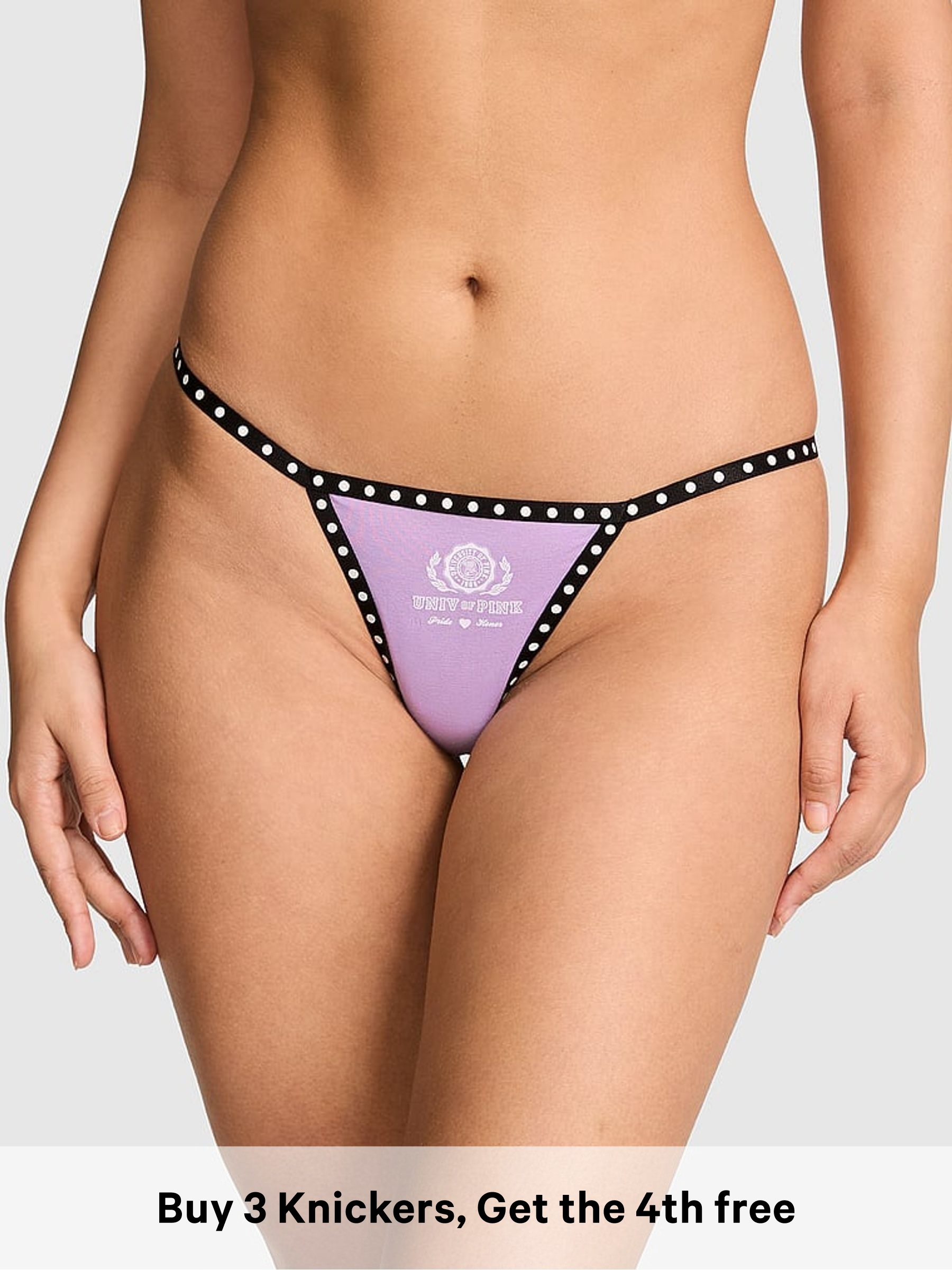 Lilac Purple Crush - Thong Cotton Mini Logo Knickers