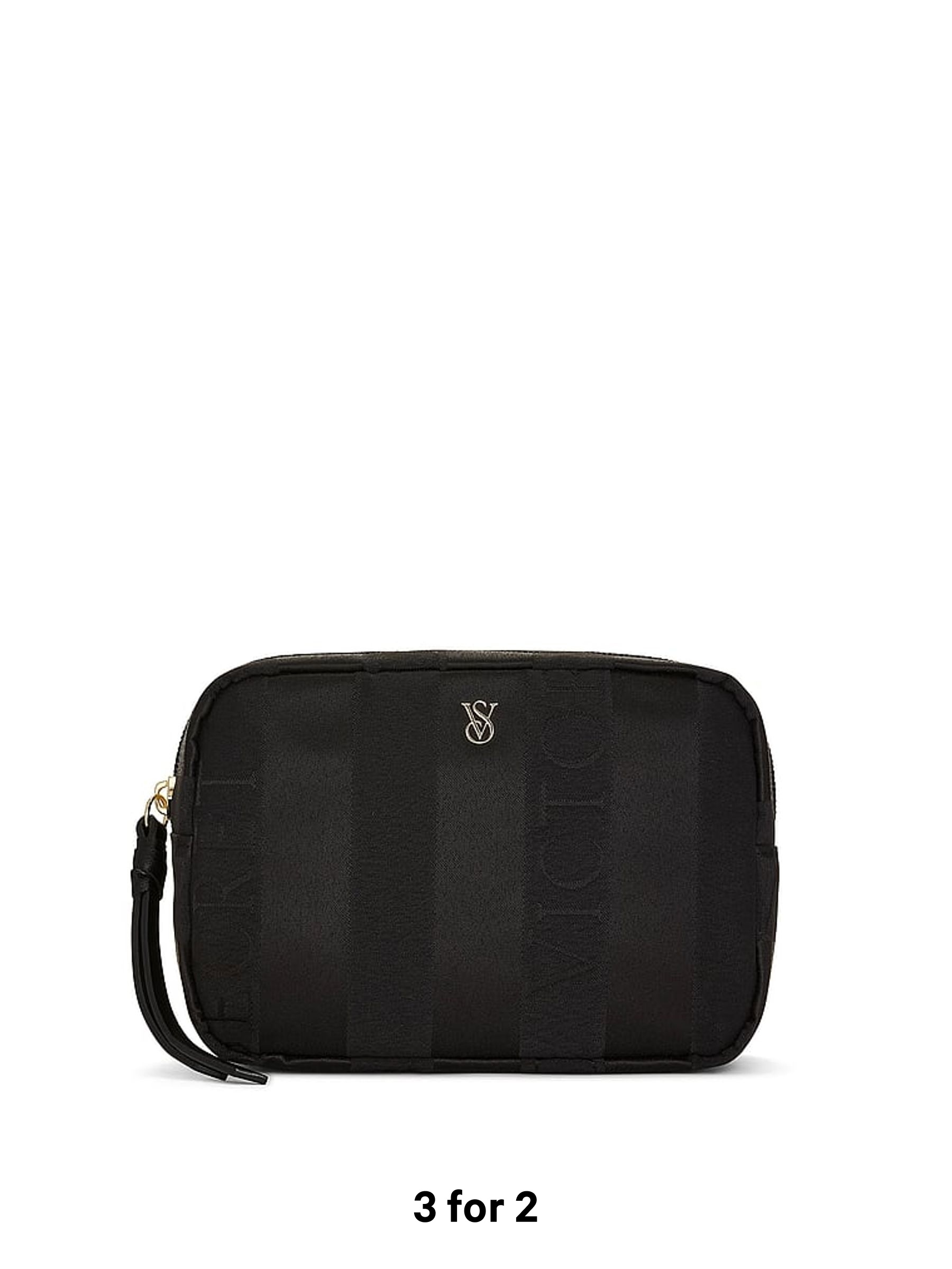 Black Jacquard Stripe - Makeup Bag