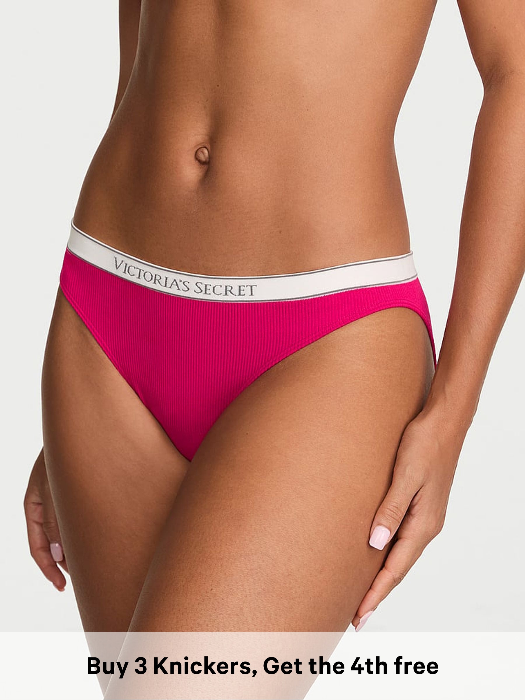 Vibrant Fuchsia Pink - Hipster Logo Ribbed Knickers