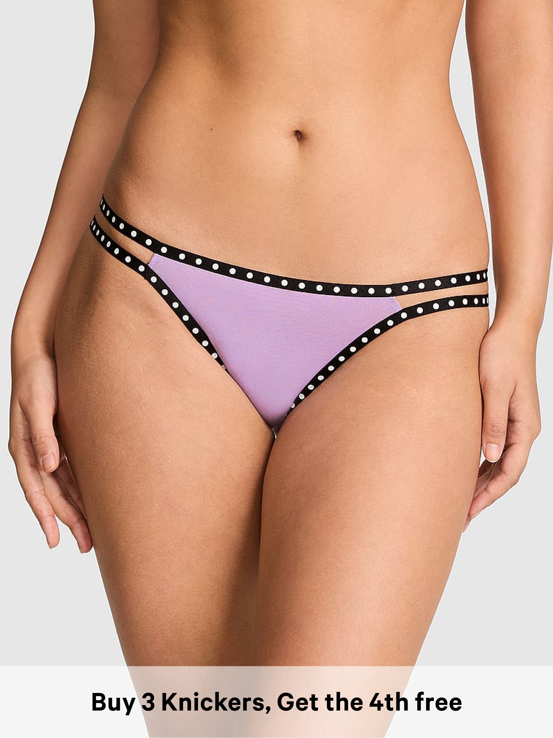 Lilac Purple Crush - Thong Cotton Mini Logo Knickers