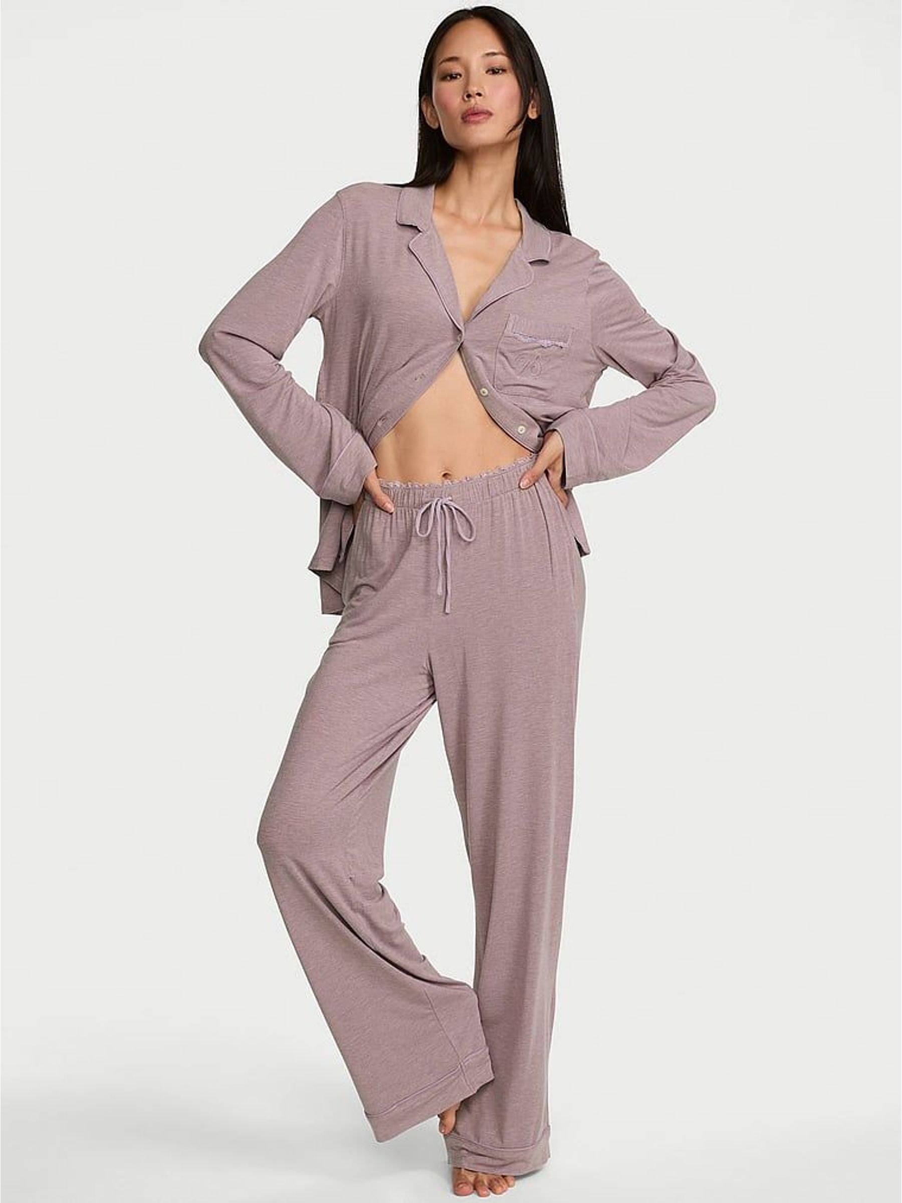 Heather Violet Haze Purple - Modal Long Pyjamas Set