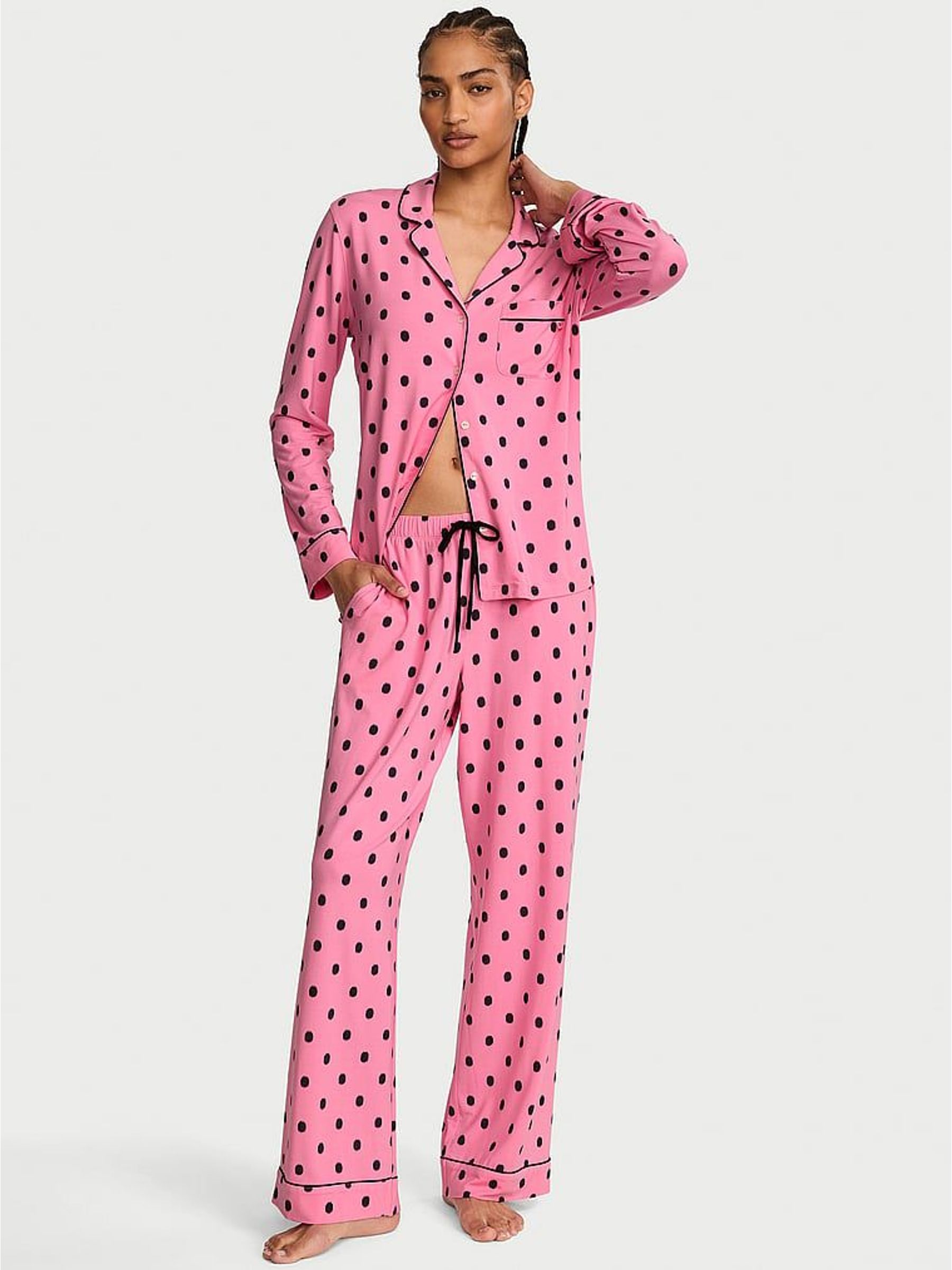 Pink Polka Dot - Modal Long Pyjamas Set
