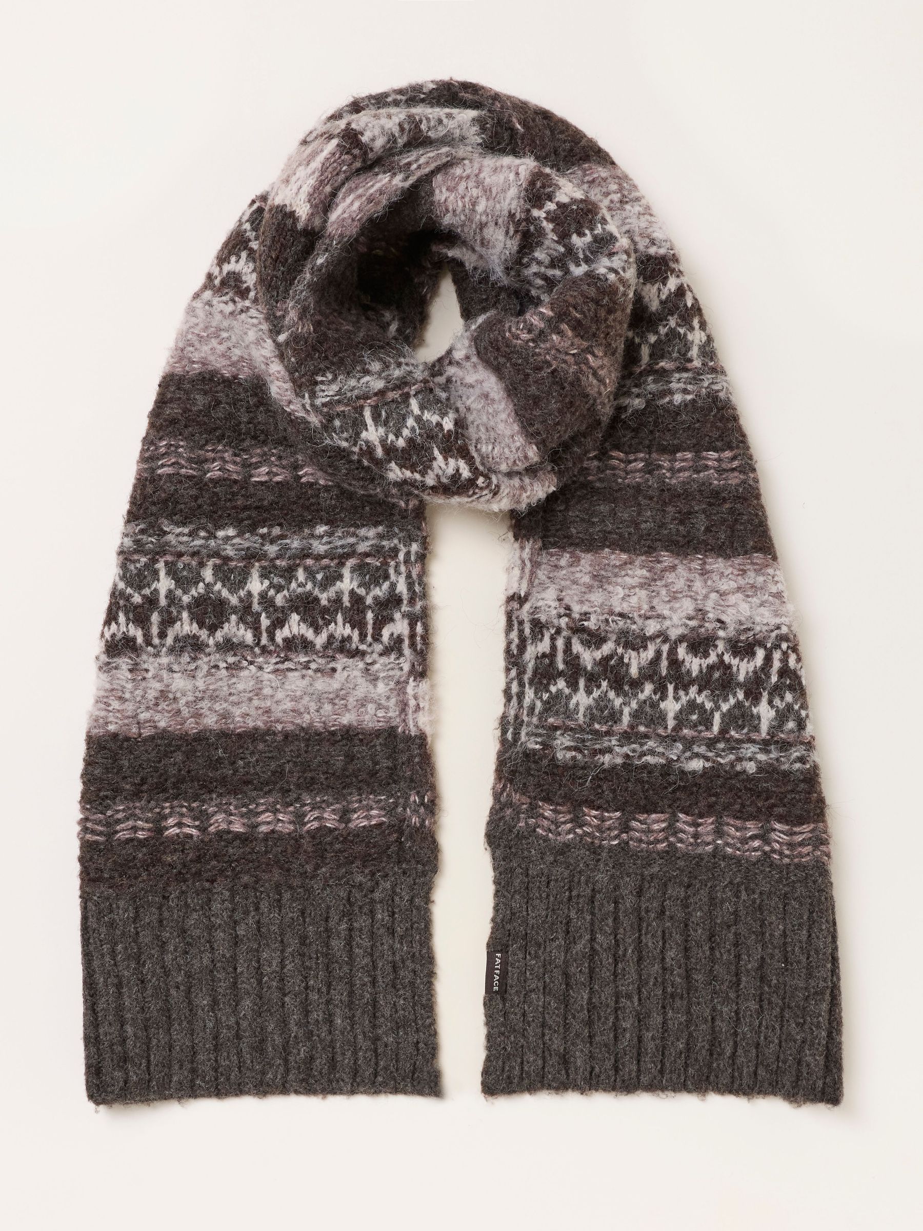 Brown - Regular Fairisle Brushed Scarf