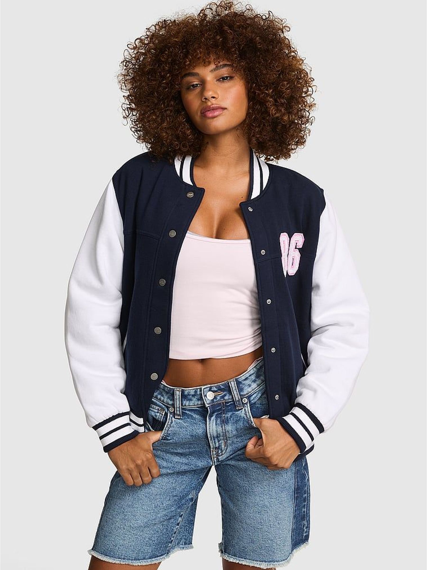 Noir Navy Blue/White - Varsity Jacket
