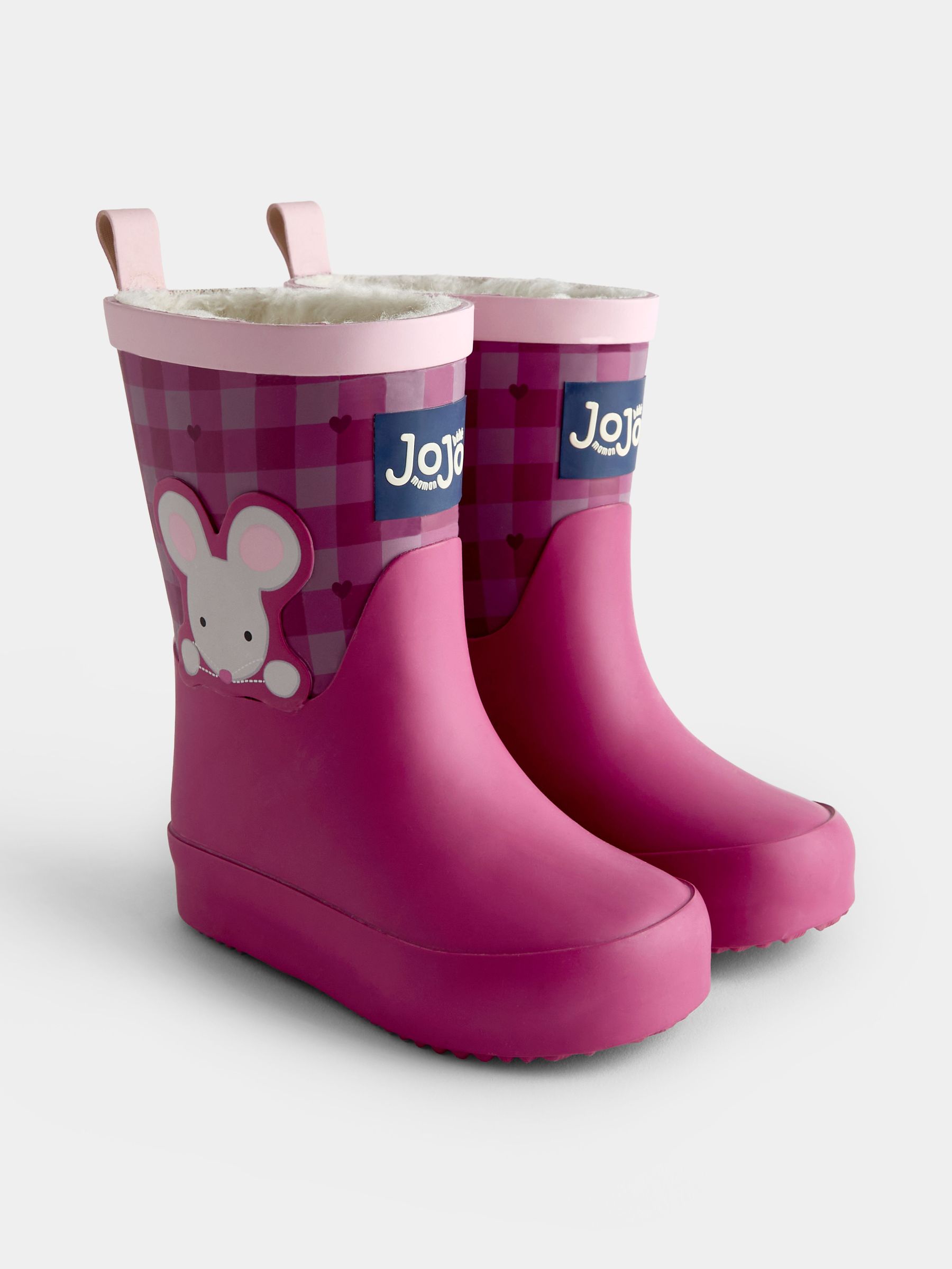 Berry Gingham Mouse - Cosy Lined Wellies