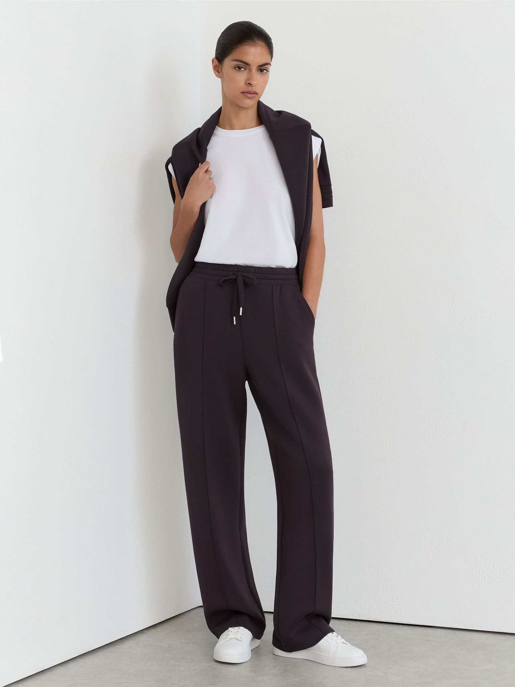 Grape Burgundy - Premium Interlock Wide-leg Joggers