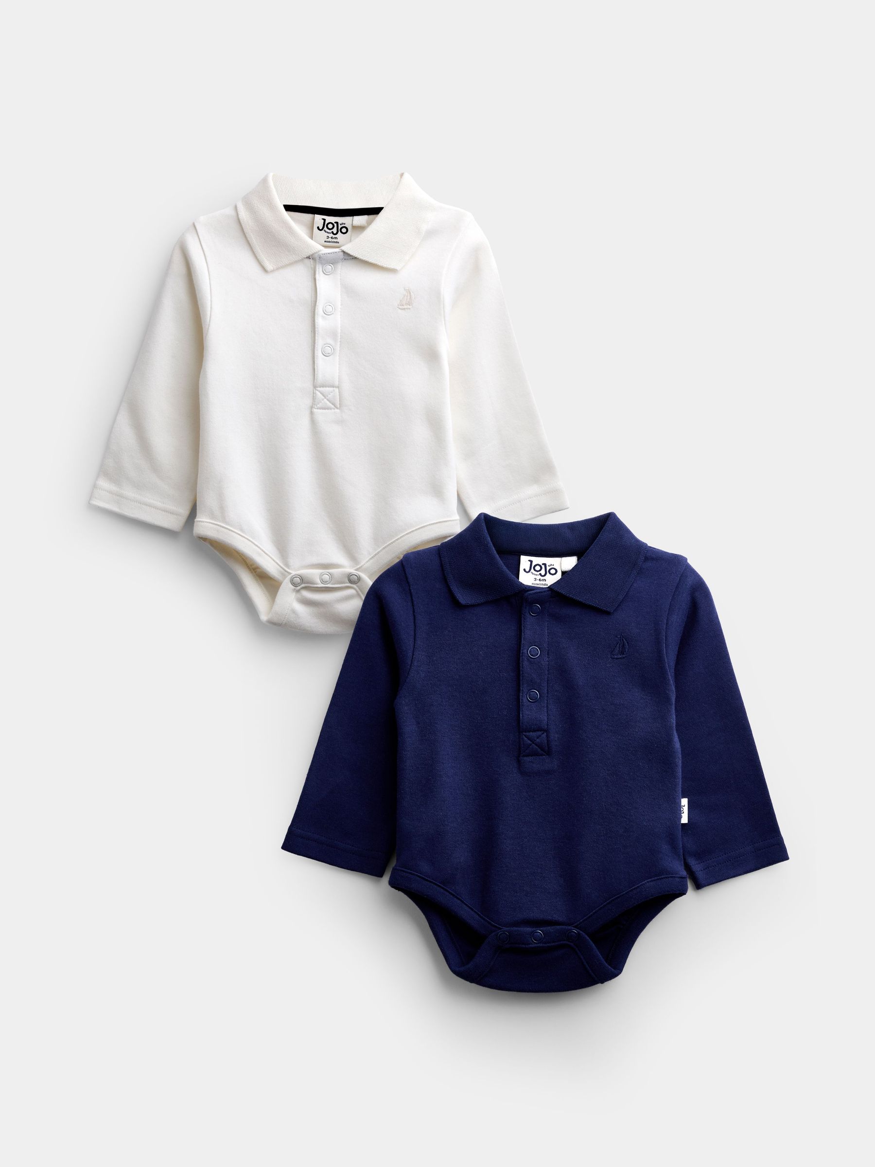 Navy Blue & Cream - 2-pack Plain Polo Bodysuits