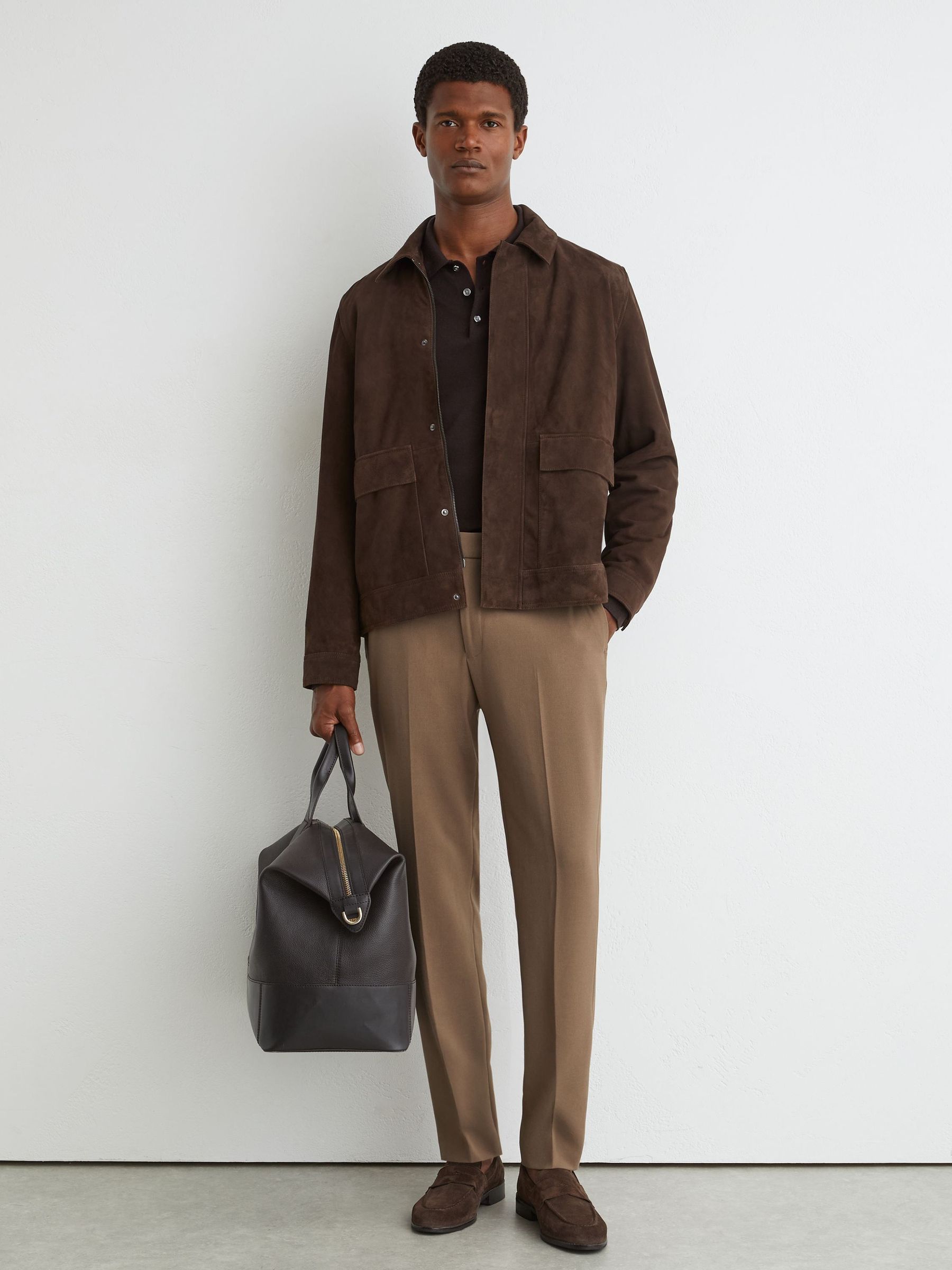 Mink Brown - Slim Fit Stretch Drawstring Trousers