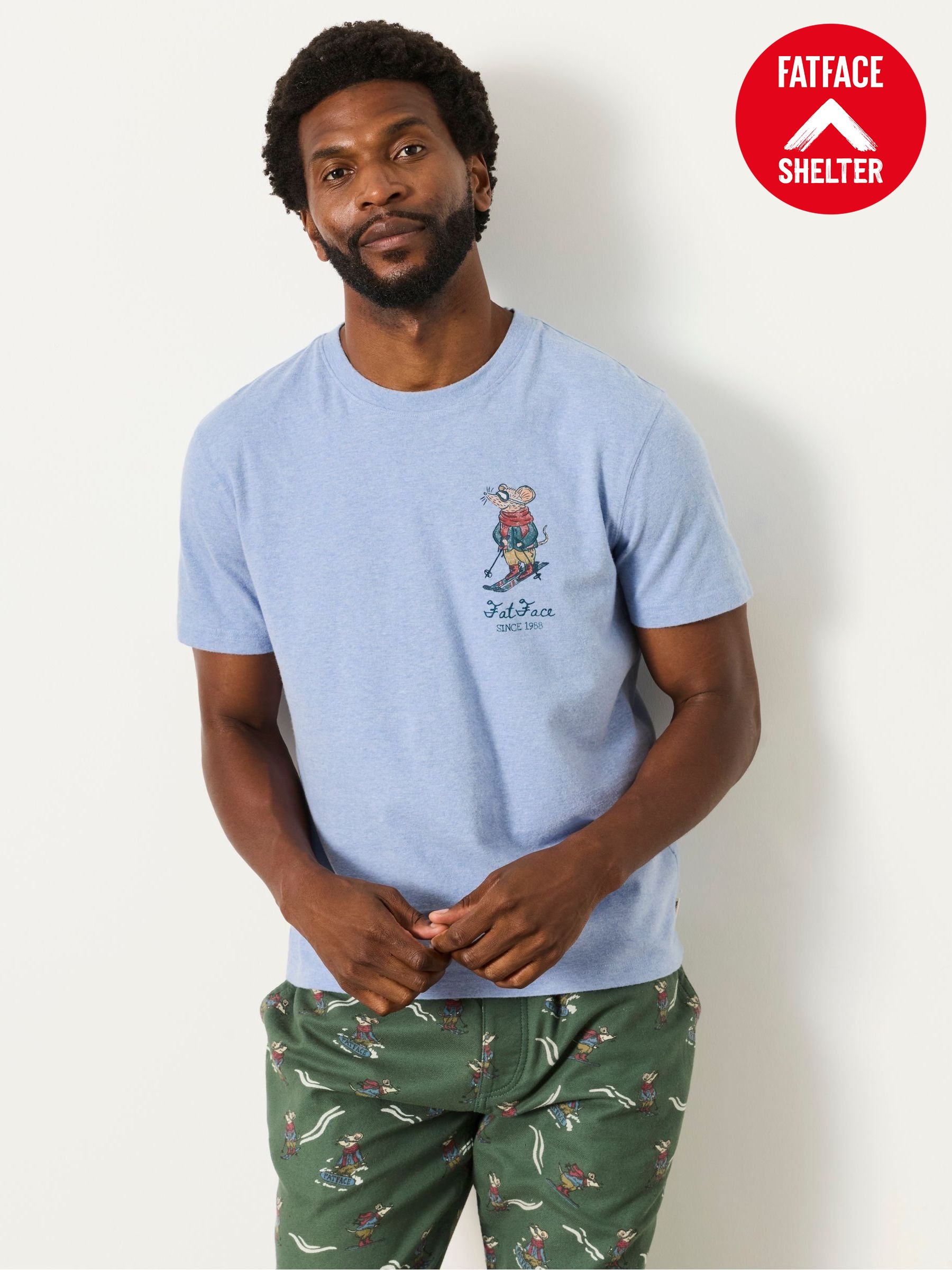 Pale Blue - Regular Christmas Mouse Graphic T-shirt