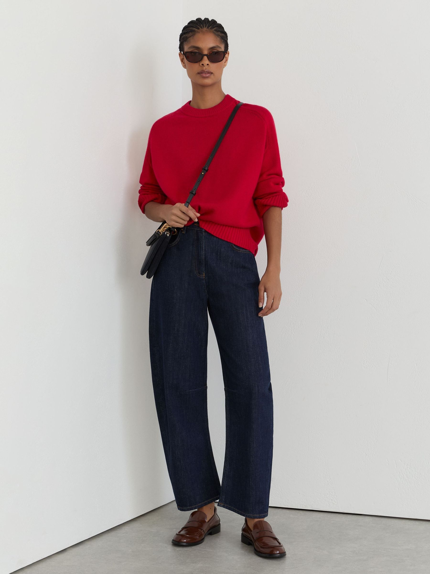 Red - Wool-cashmere Crew-neck Raglan Jumper