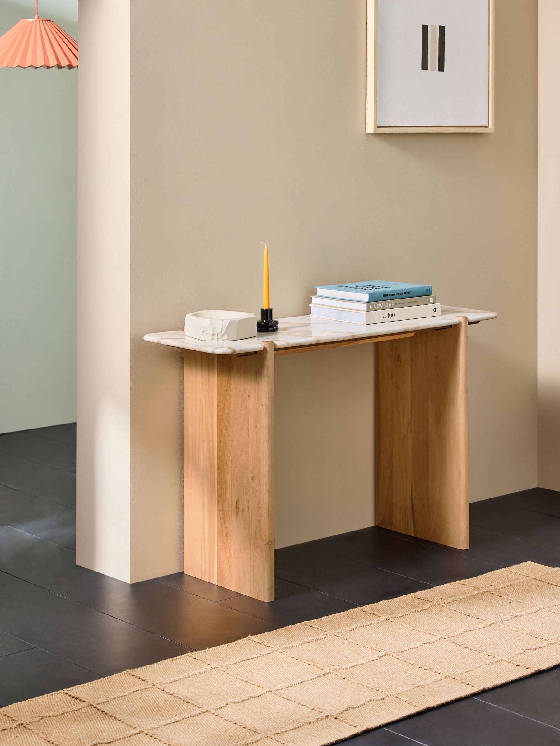 Callen Console Table in Natural Mango Wood and Real Marble (G42142) | £549