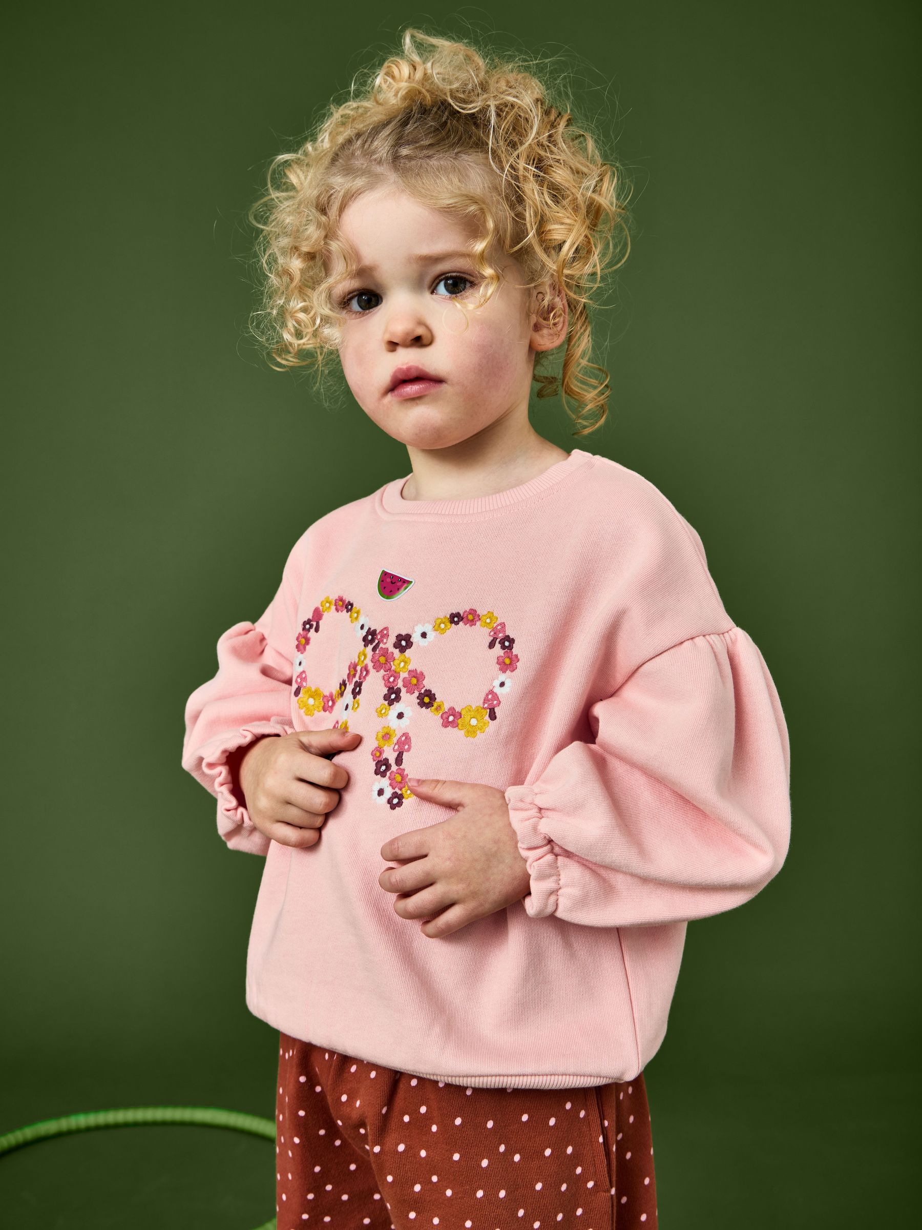 Pink Floral Bow - Embroidered Sweatshirt & Trouser Set