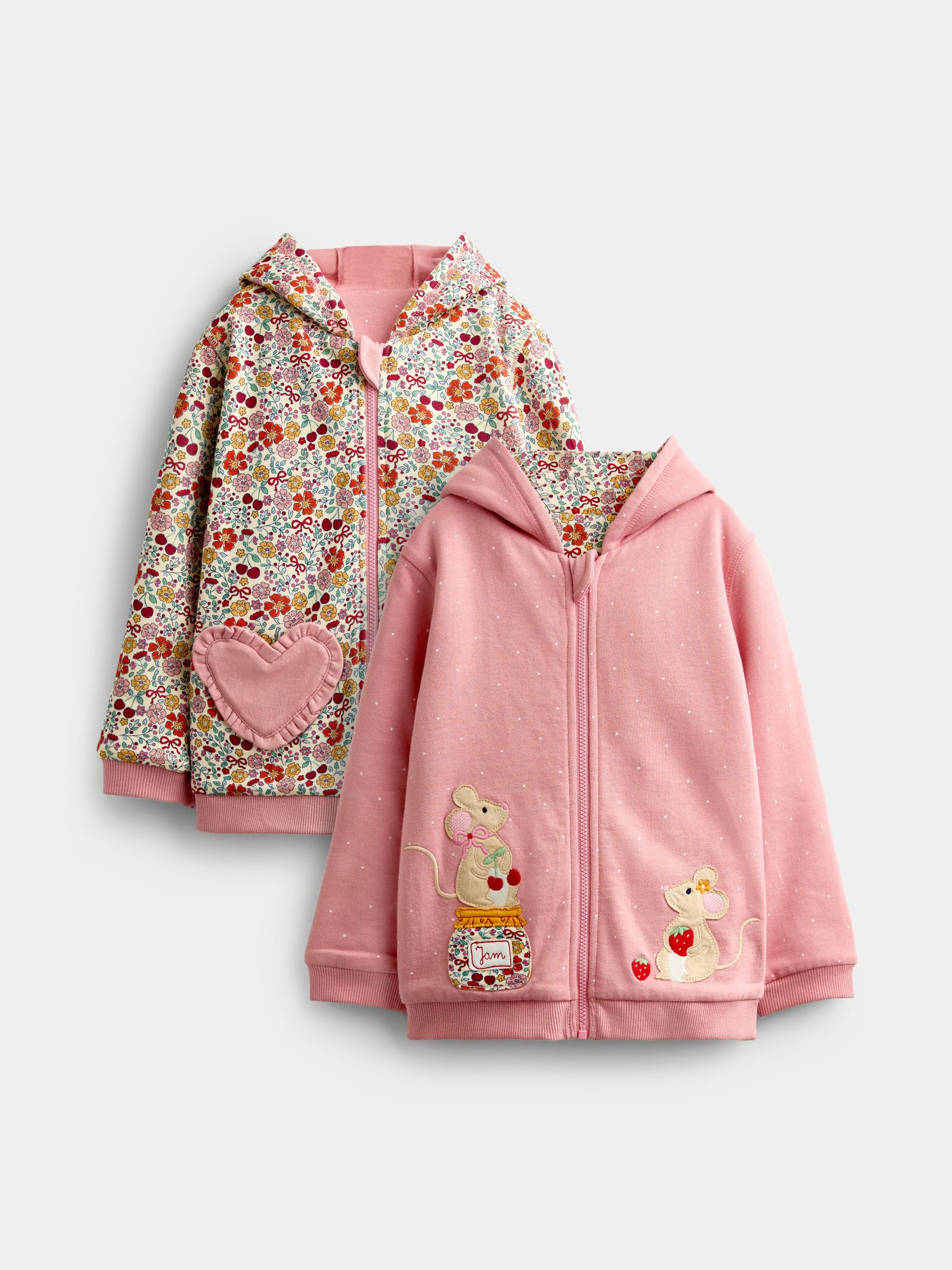 Pink Ditsy Mouse - Appliqué Reversible Hoodie