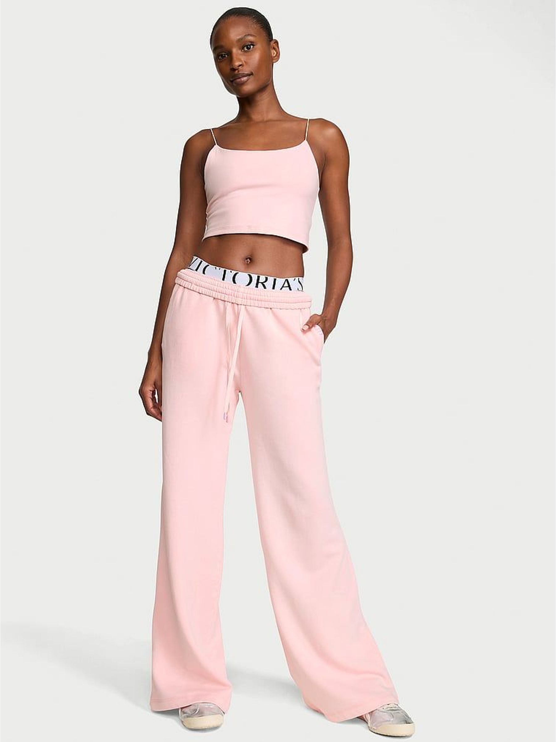 Angel Pink - Fleece Wide Leg Joggers