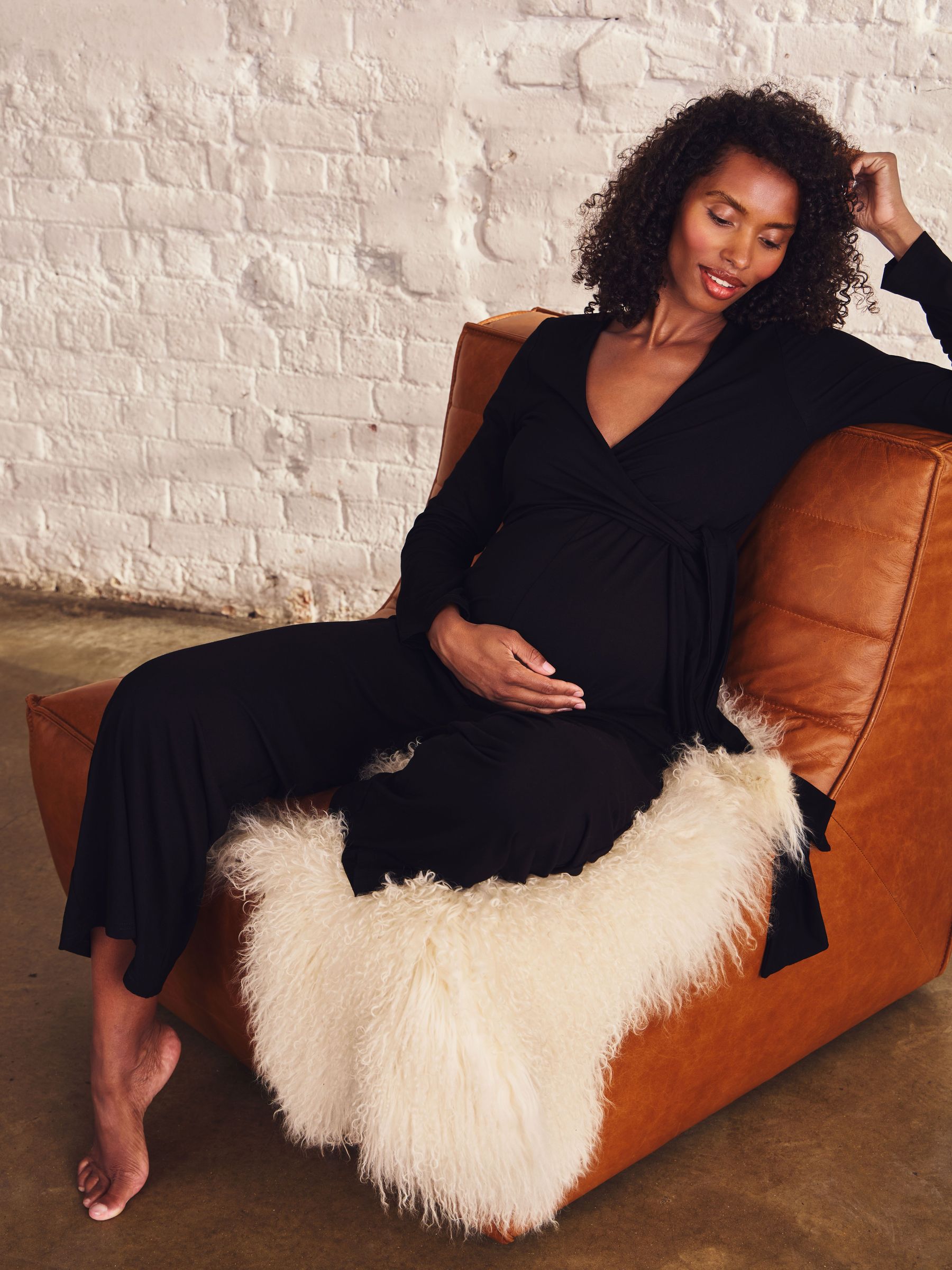 Black - Jersey Wrap Maternity Jumpsuit