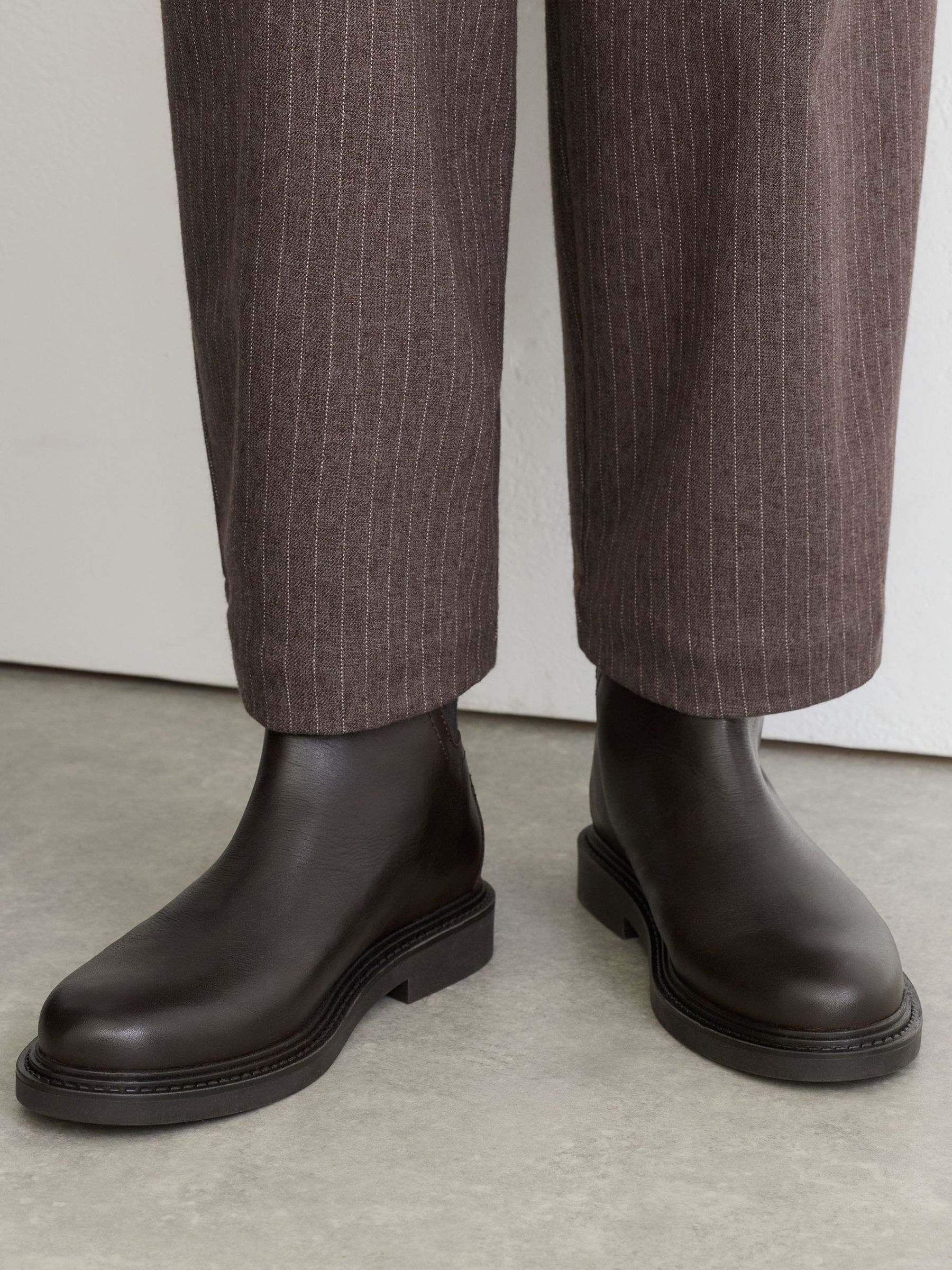 Chocolate - Leather Flat Ankle Boots