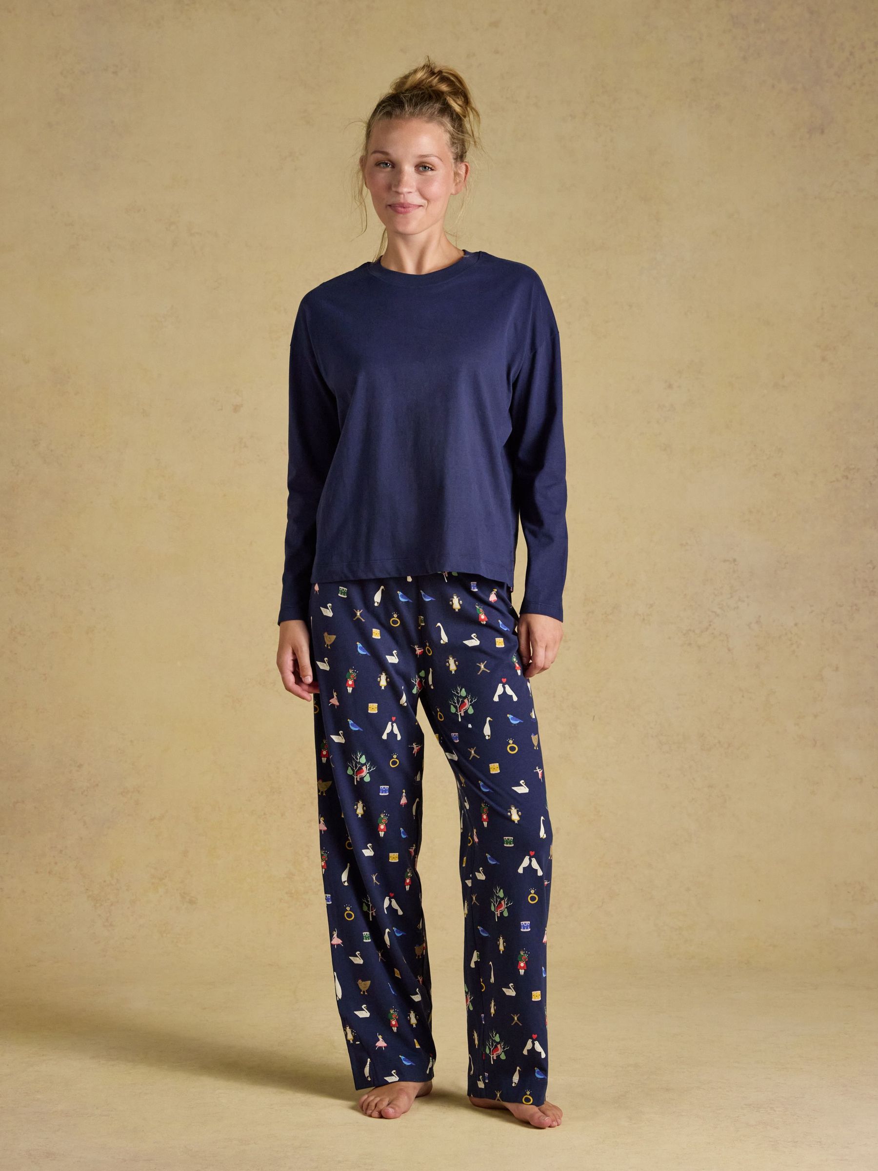 Navy 12 Days of Christmas - Long Sleeve Jersey Cotton Pyjama Set