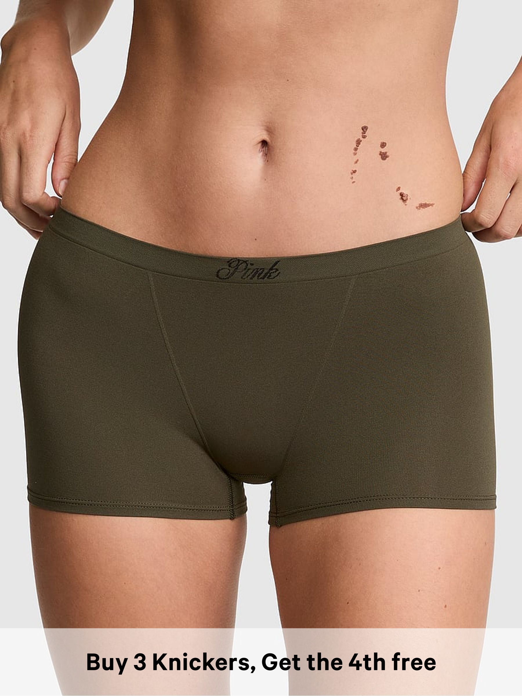 Olive Green - Boyshort Ribbed Seamless Knickers