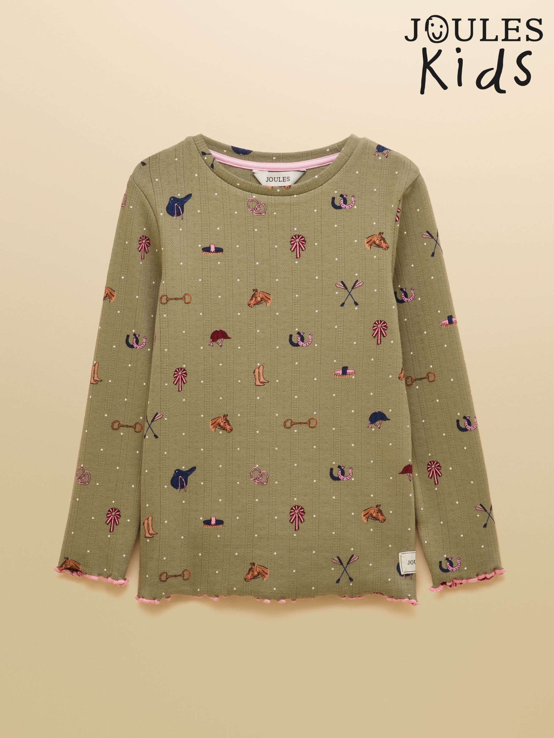 Khaki Green - Long Sleeve Pointelle Top