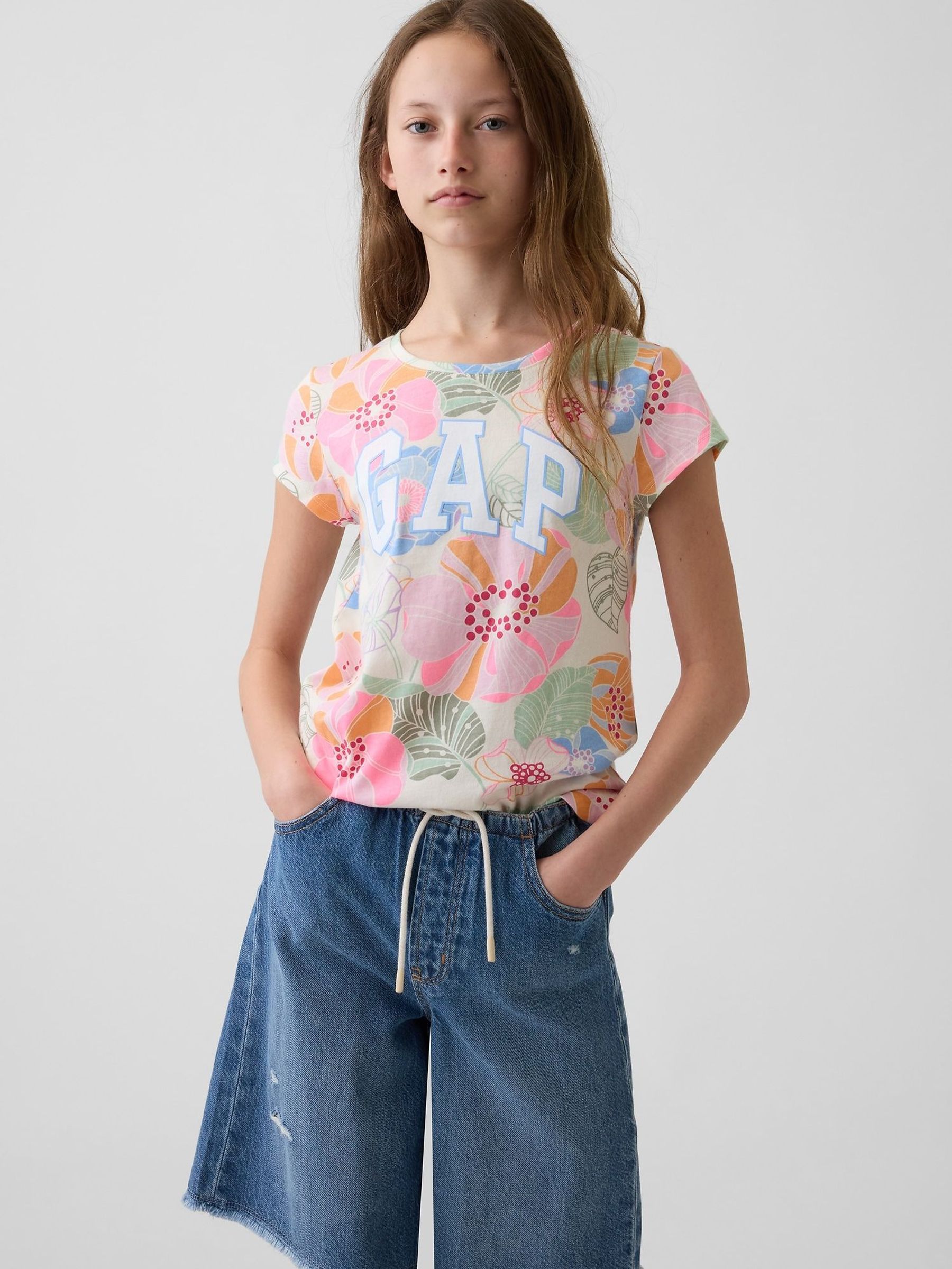Bright Floral - Short Sleeve Logo T-shirt (4-13yrs)