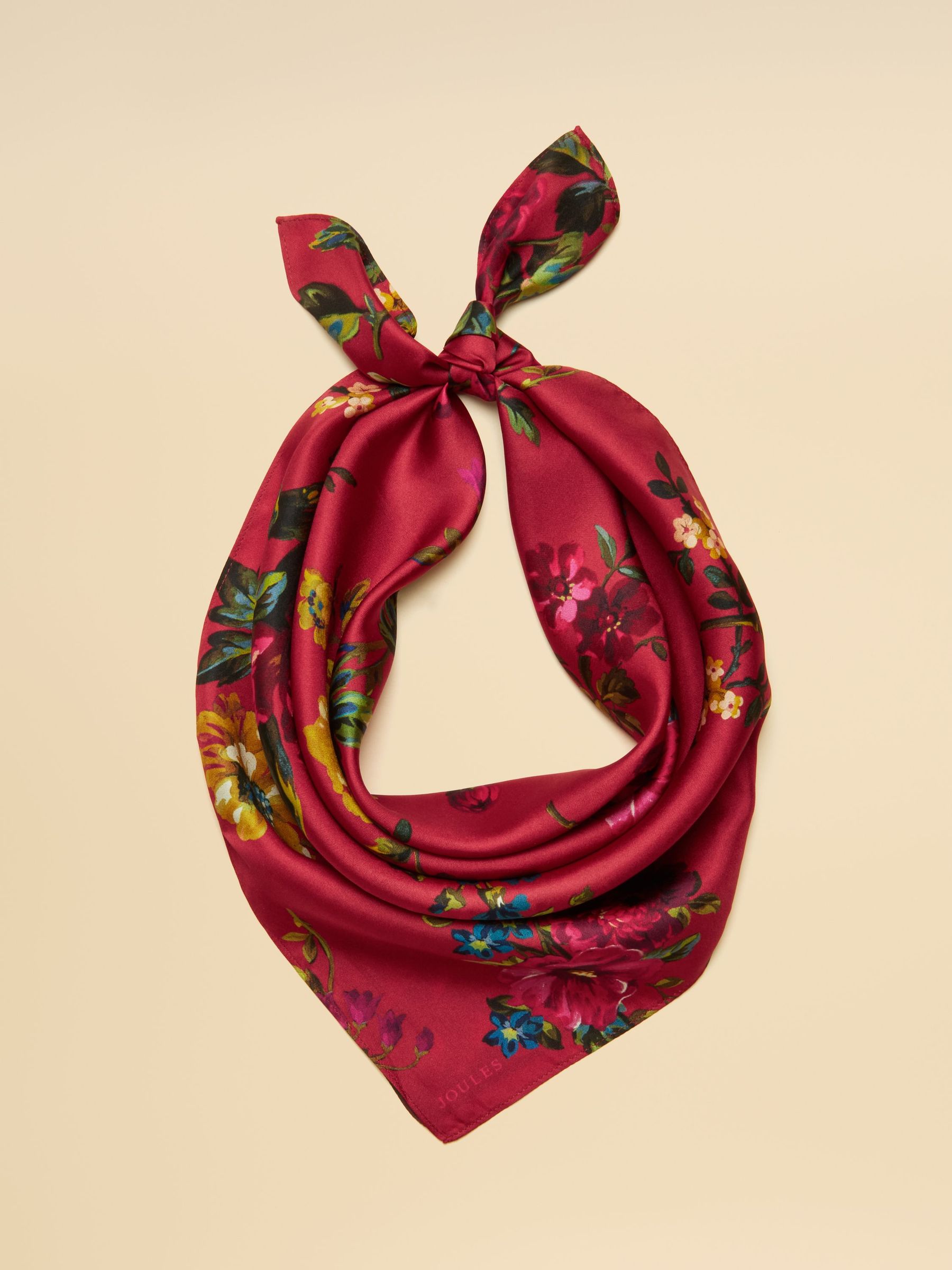 Red Floral - 100% Silk Square Scarf