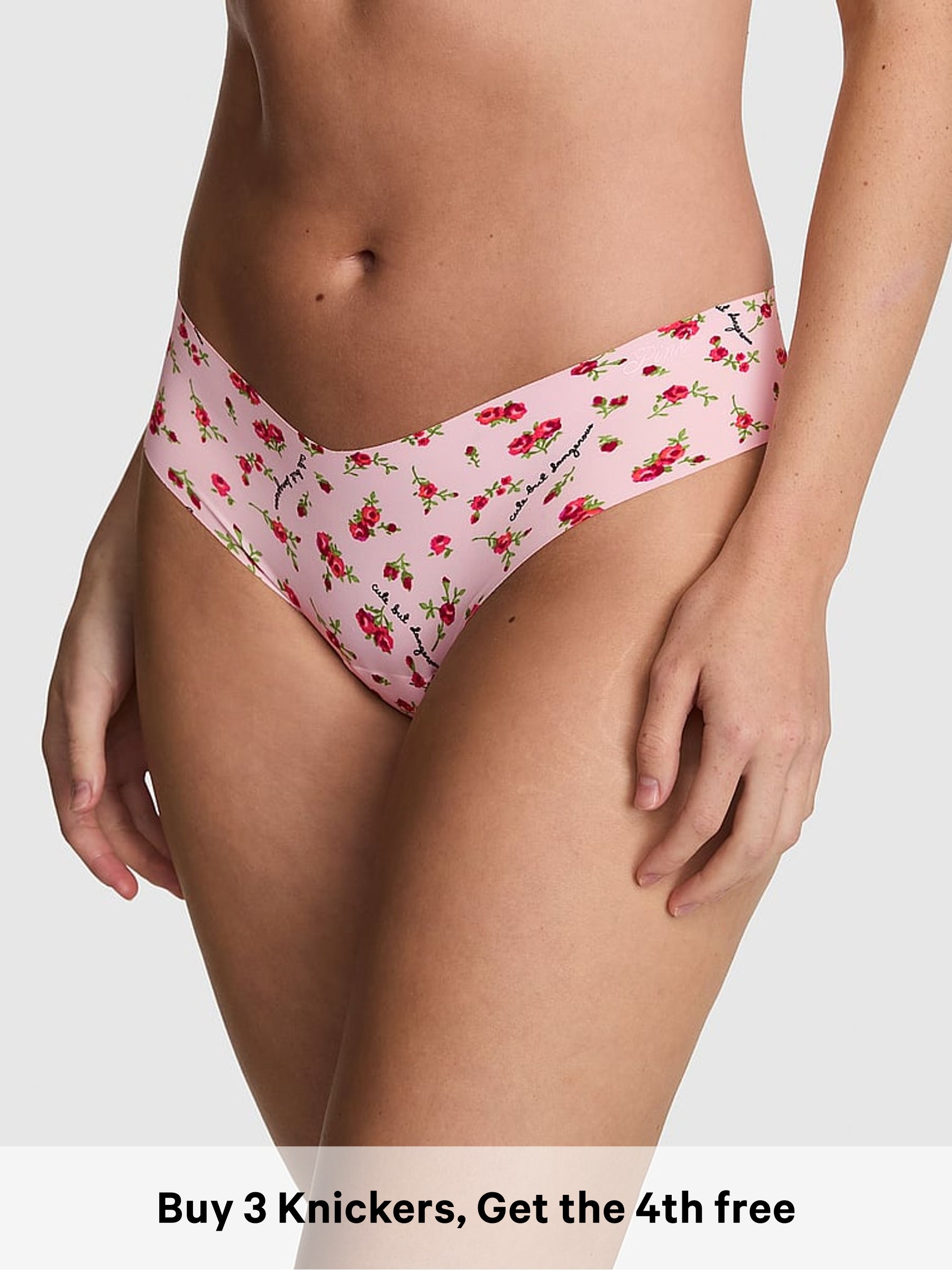 Pink Tulip Cute But Dangerous Print - Cheeky No Show Knickers