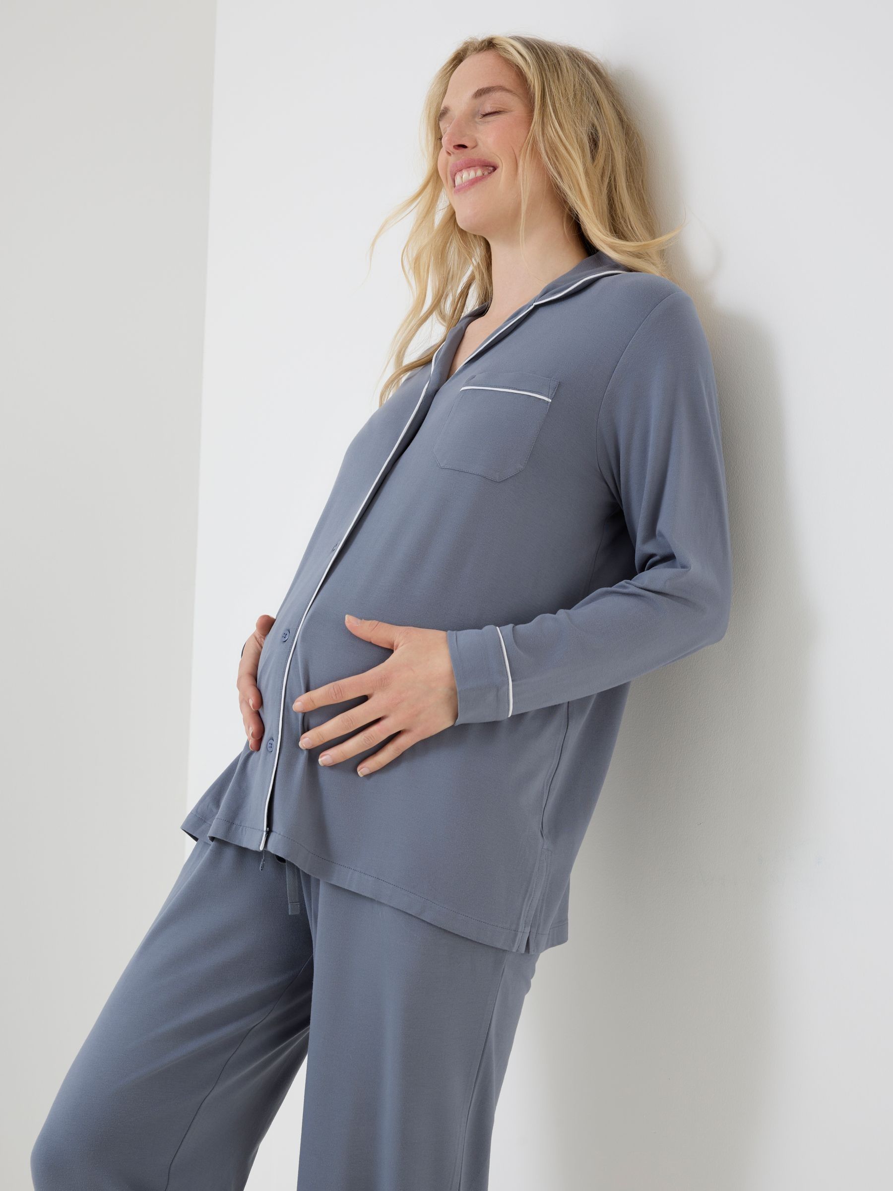 Blue - Jersey Maternity Pyjama Set