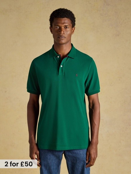 Dark Green - Short Sleeve Cotton Pique Polo Shirt