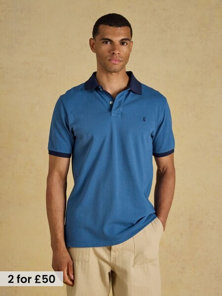 Blue - Regular Cotton Pique Polo Shirt