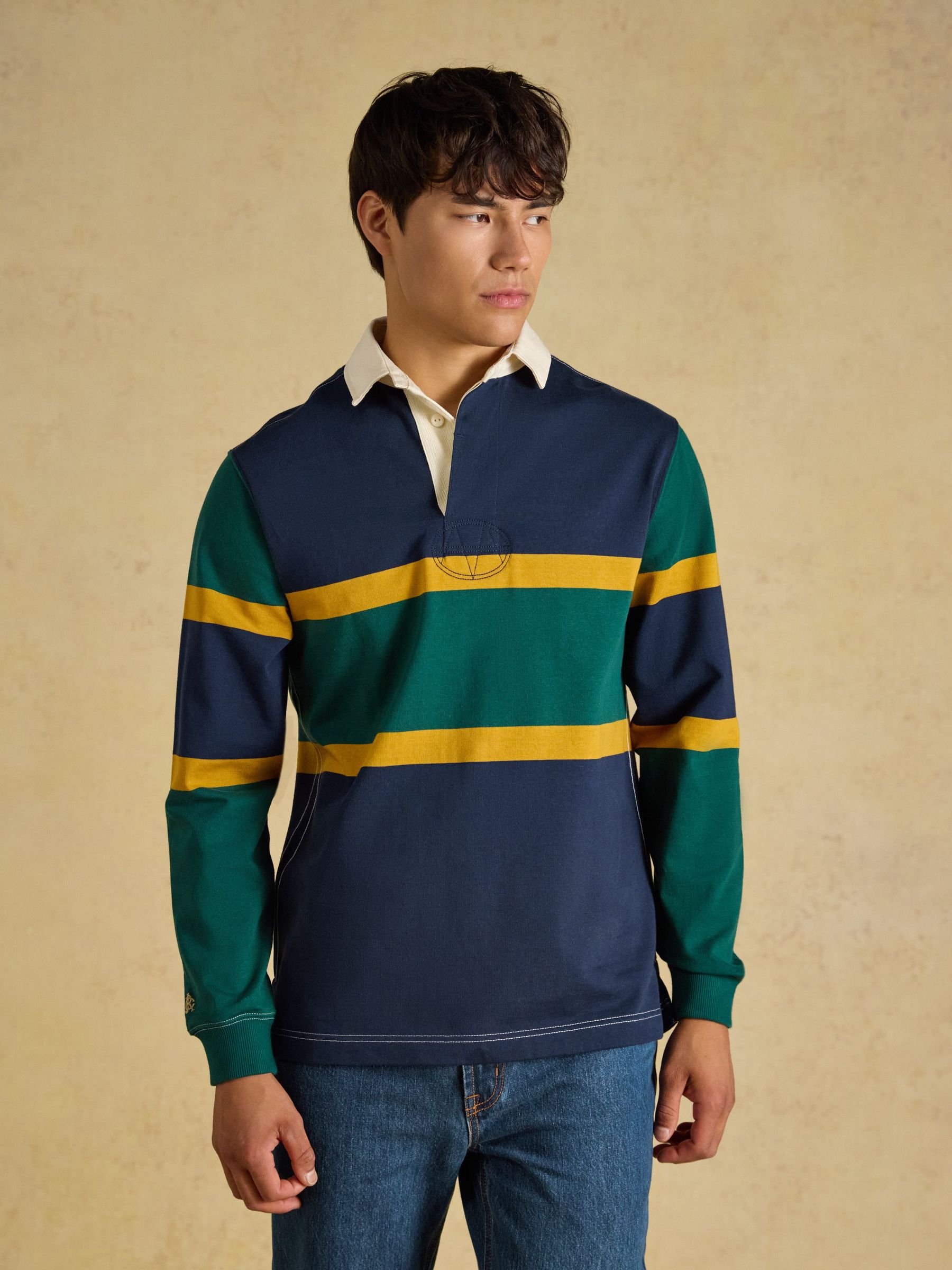 Green/Navy - Regular Embellished Rugby Shirt