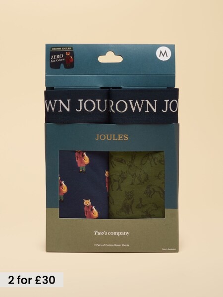 No Fox Given Green/Navy - Regular Cotton Jersey Boxer Shorts 2 Pack