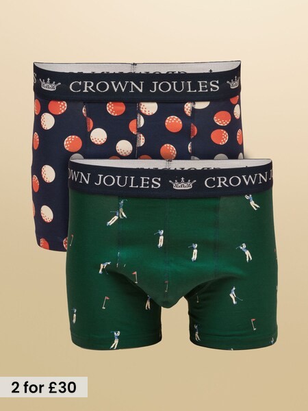 Best By Par Green/Navy - Regular Cotton Jersey Boxer Shorts 2 Pack