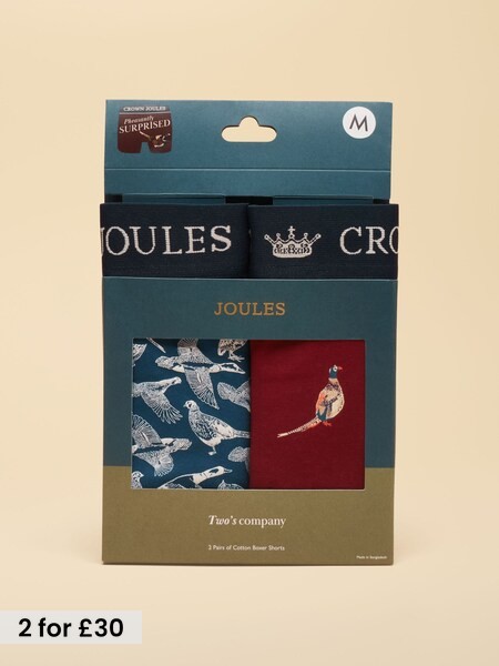 Pheasantly Suprised Navy/Burgundy - Regular Cotton Jersey Boxer Shorts 2 Pack