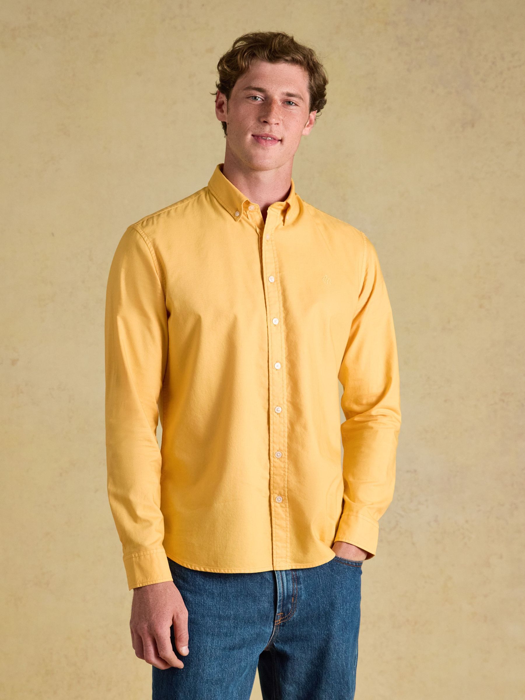 Yellow - Regular Garment Dyed Long Sleeve Cotton Shirt