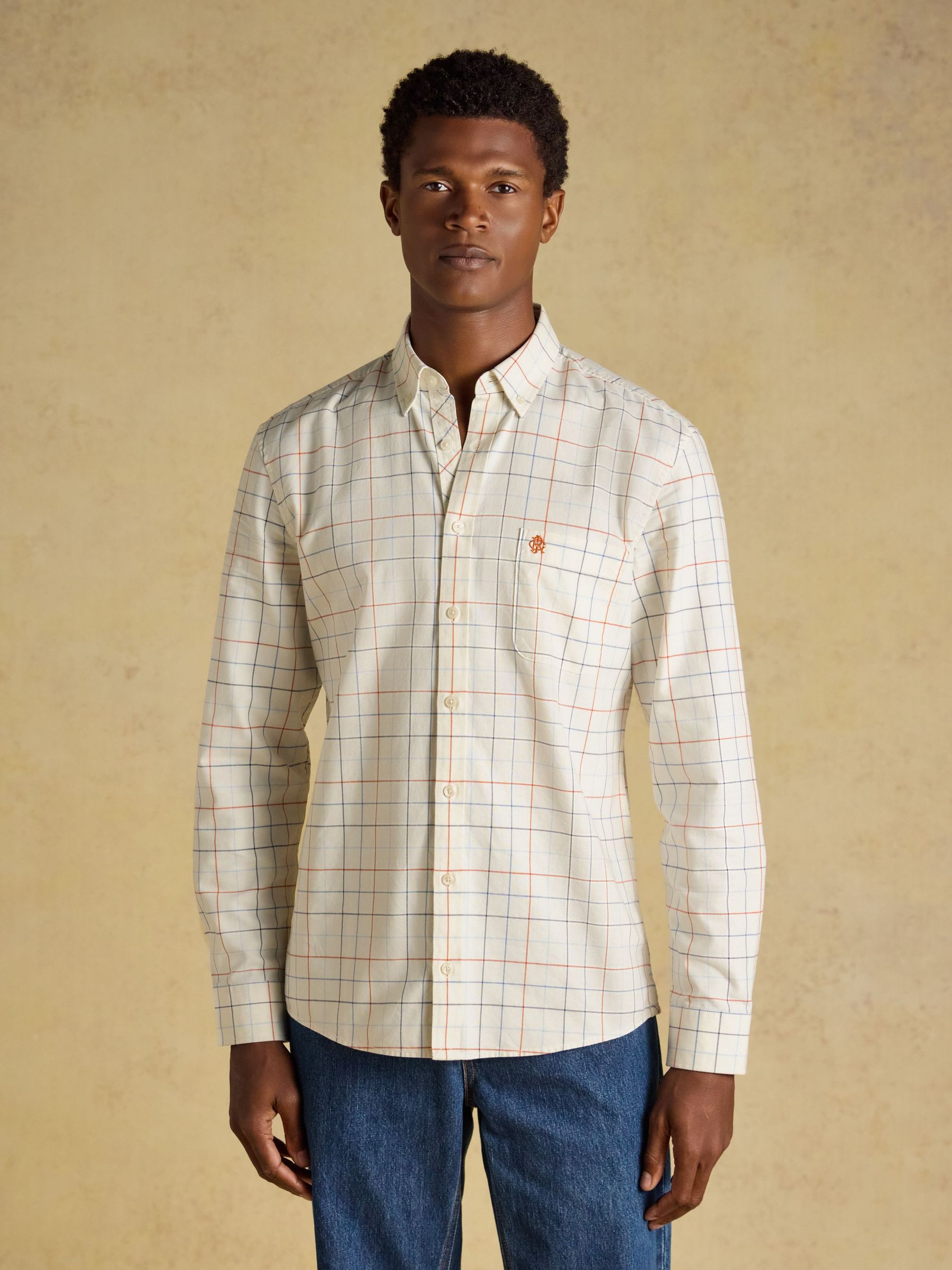White - Regular Checked Classic Fit Cotton Oxford Shirt