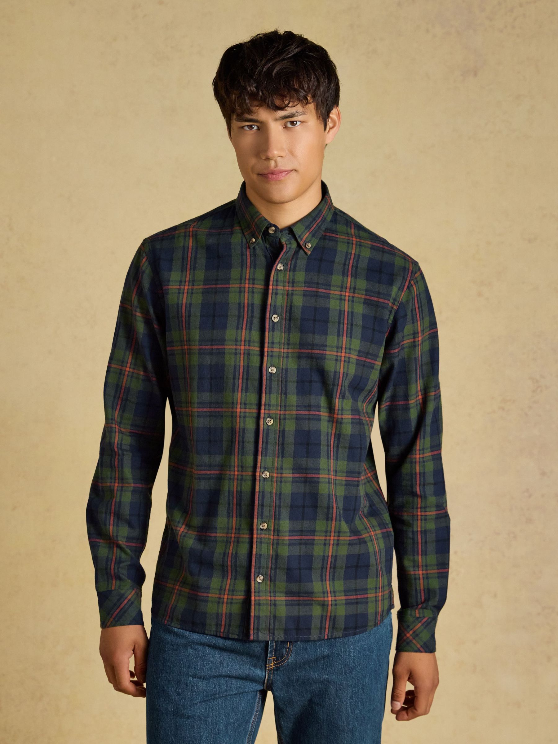 Green - Regular Long Sleeve Brushed Flannel Shirt