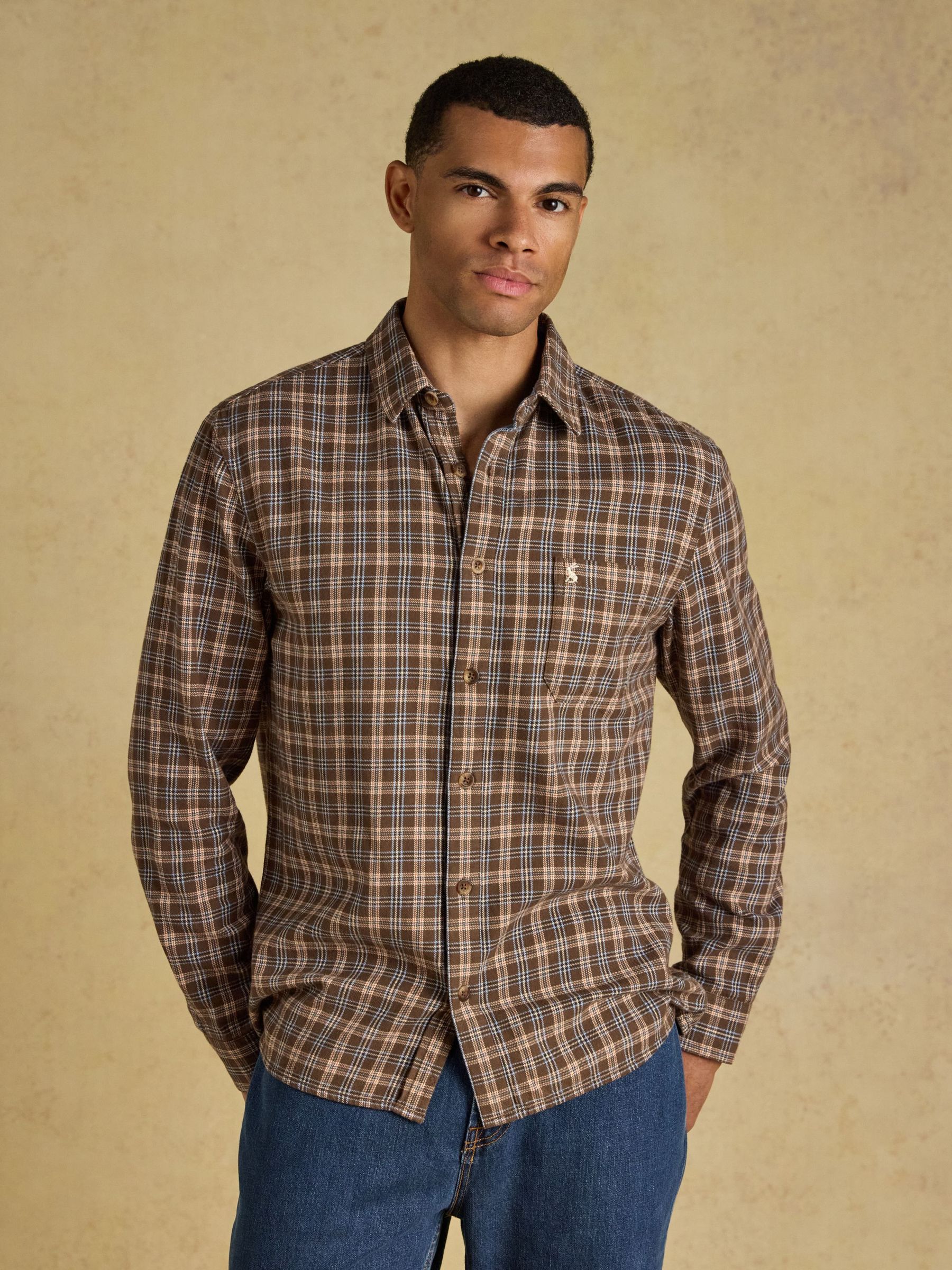 Brown - Regular Long Sleeve Heavyweight Brushed Flannel Shirt