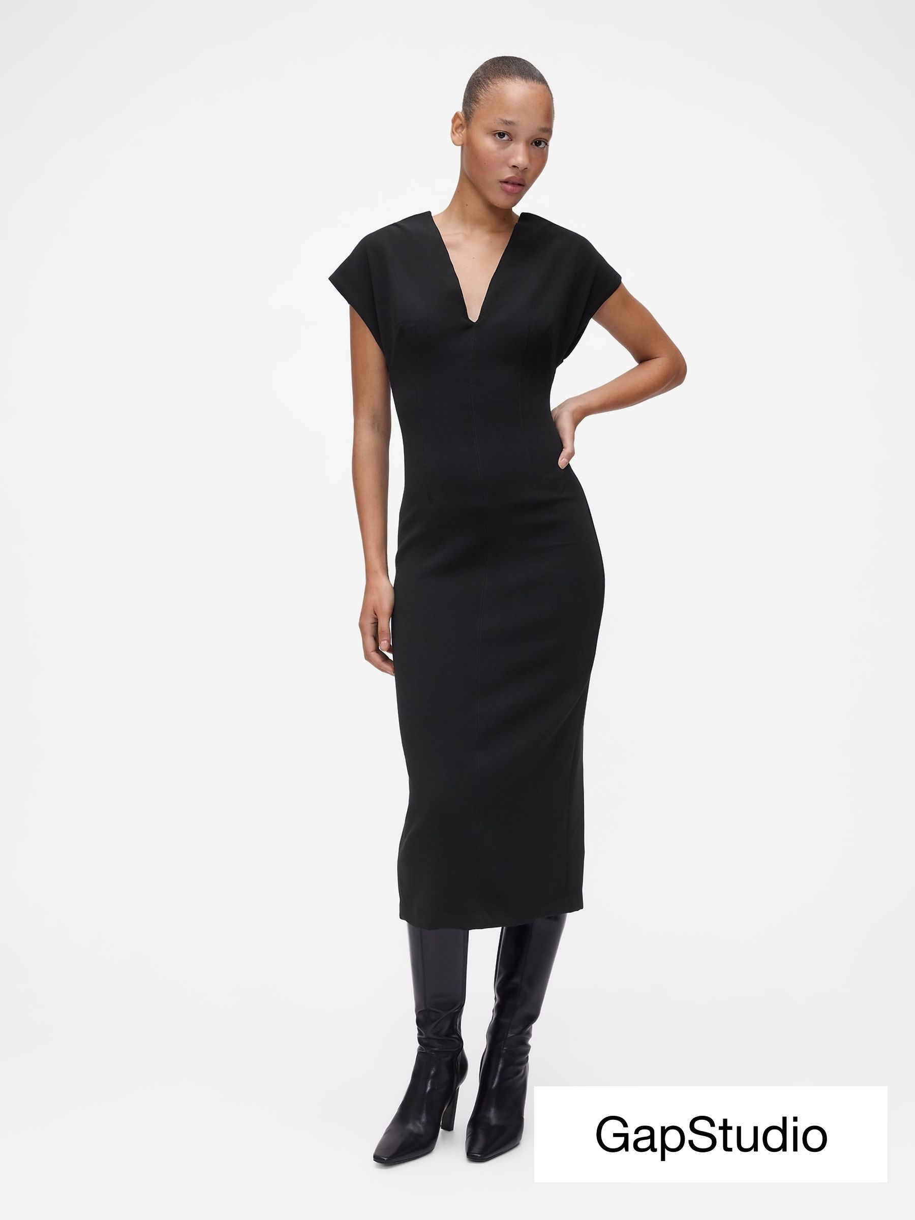 GapStudio Black Structured Midi Dress (G49221) | £195