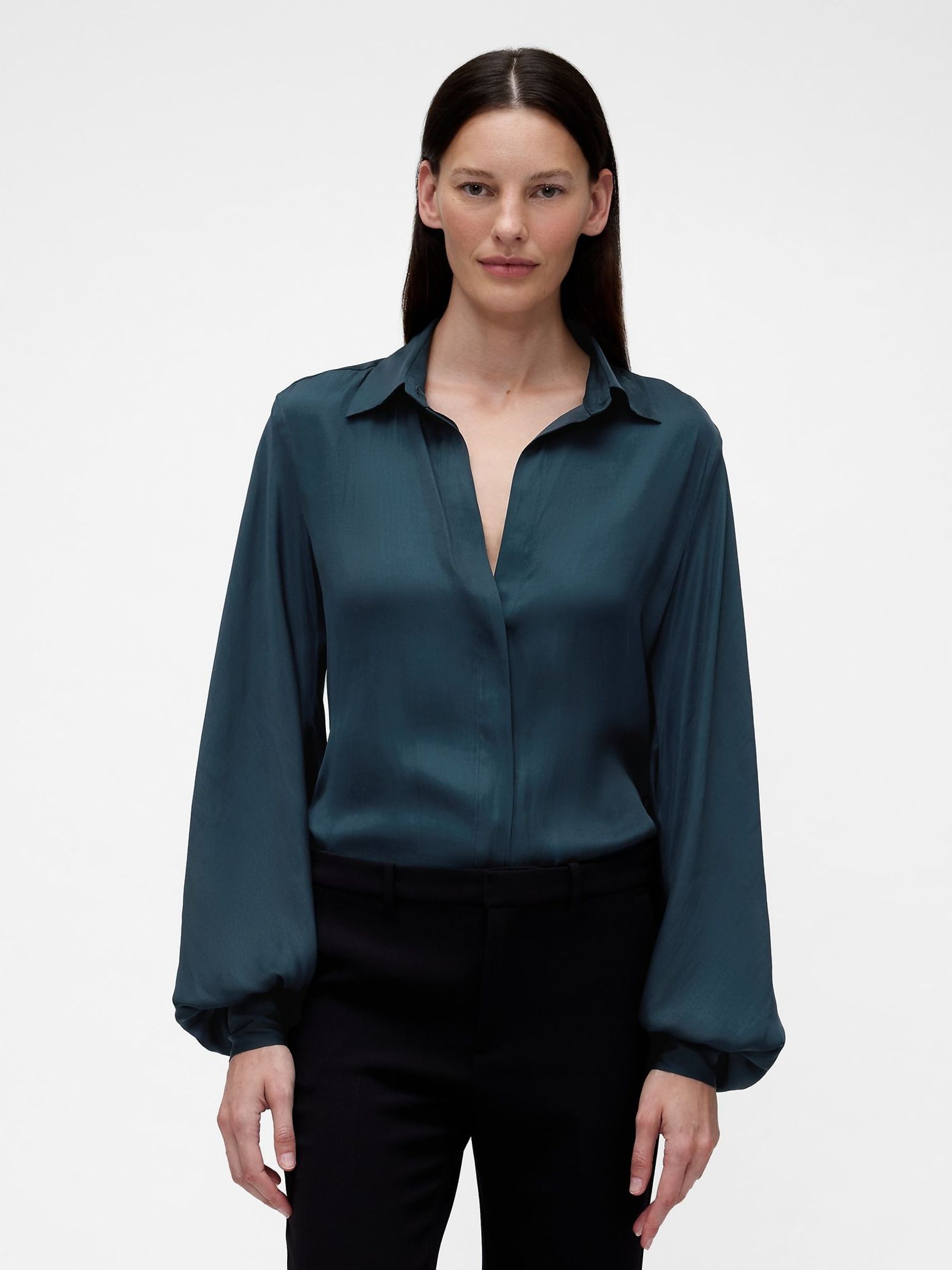 GapStudio Teal Blue Satin Shirt (G49231) | £75