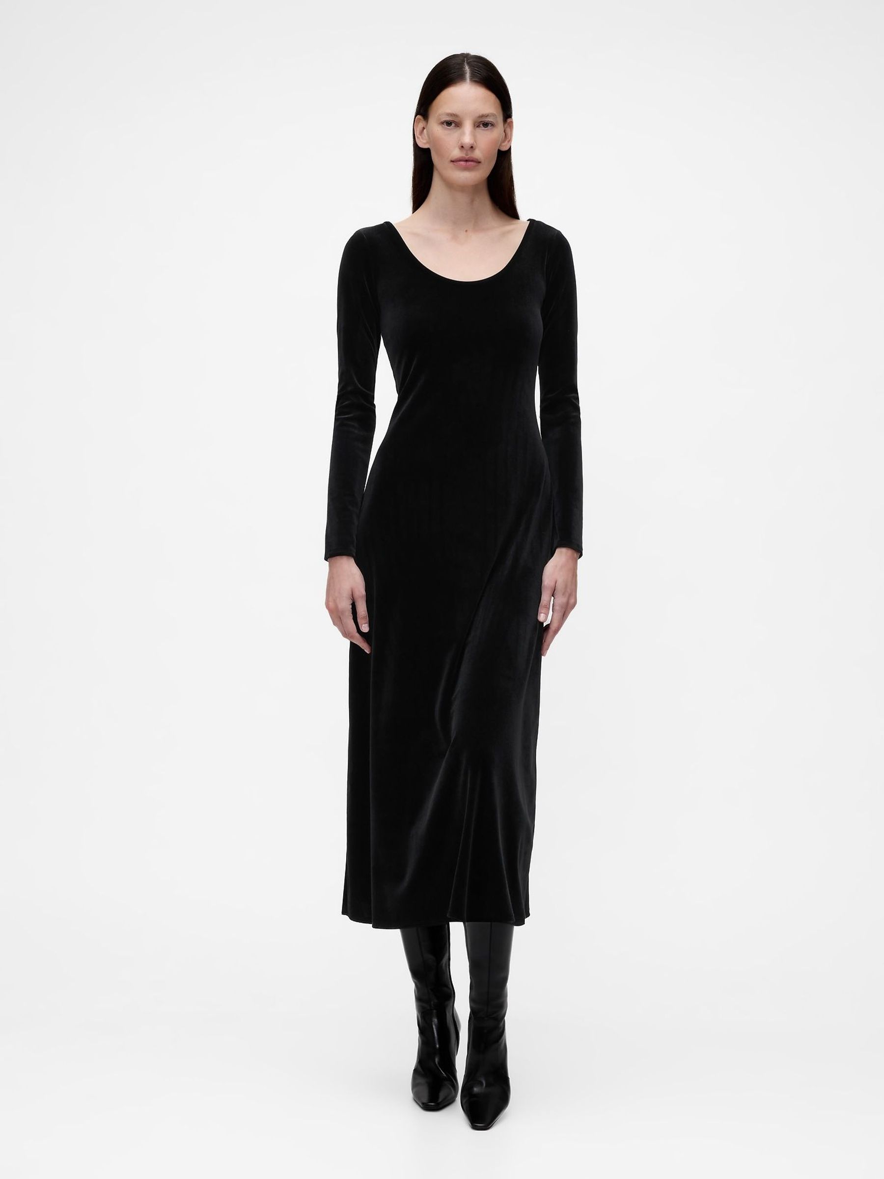 GapStudio Black Velvet Midi Dress (G49236) | £150