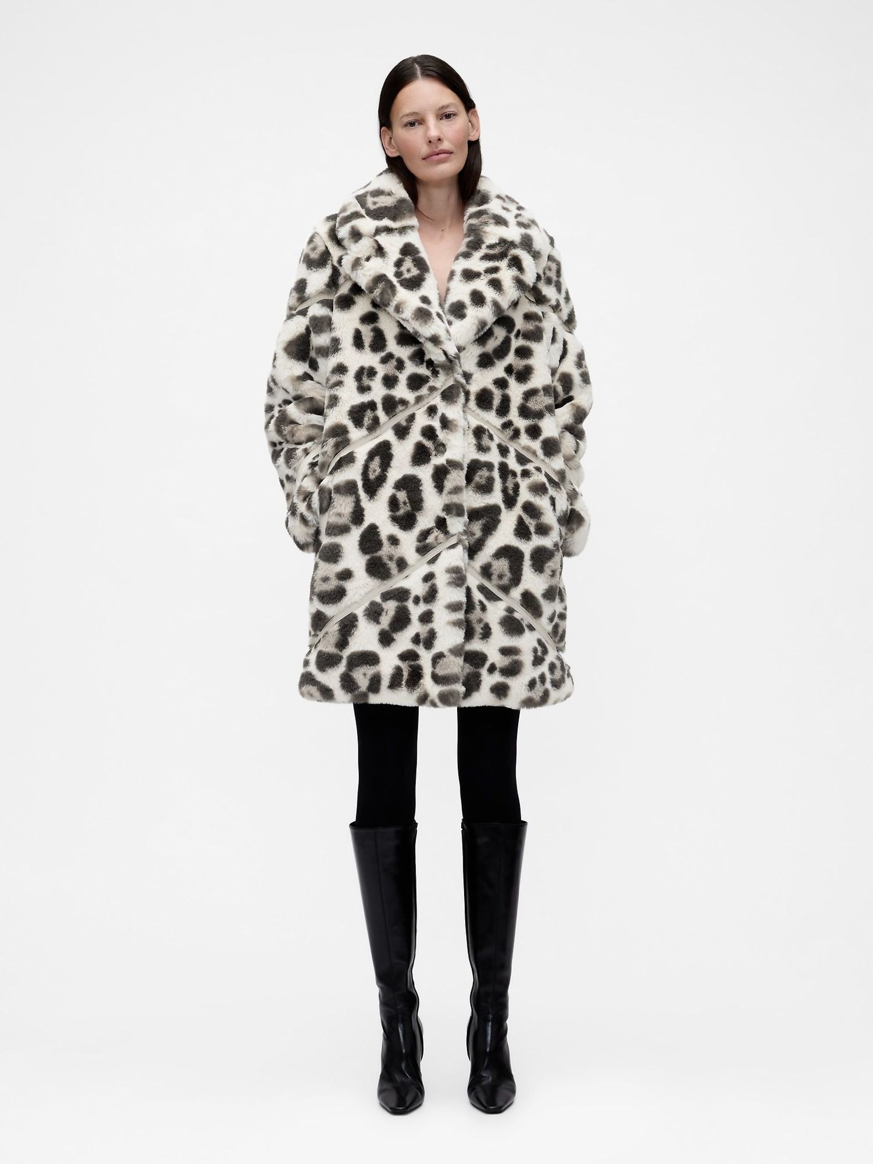 GapStudio White Faux Fur Coat (G49239) | £275