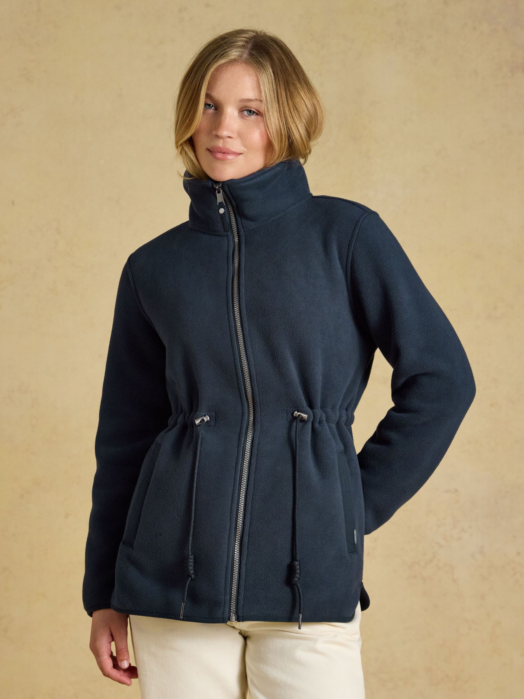 Navy - Funnel Neck Full Zip Fleece Jacket