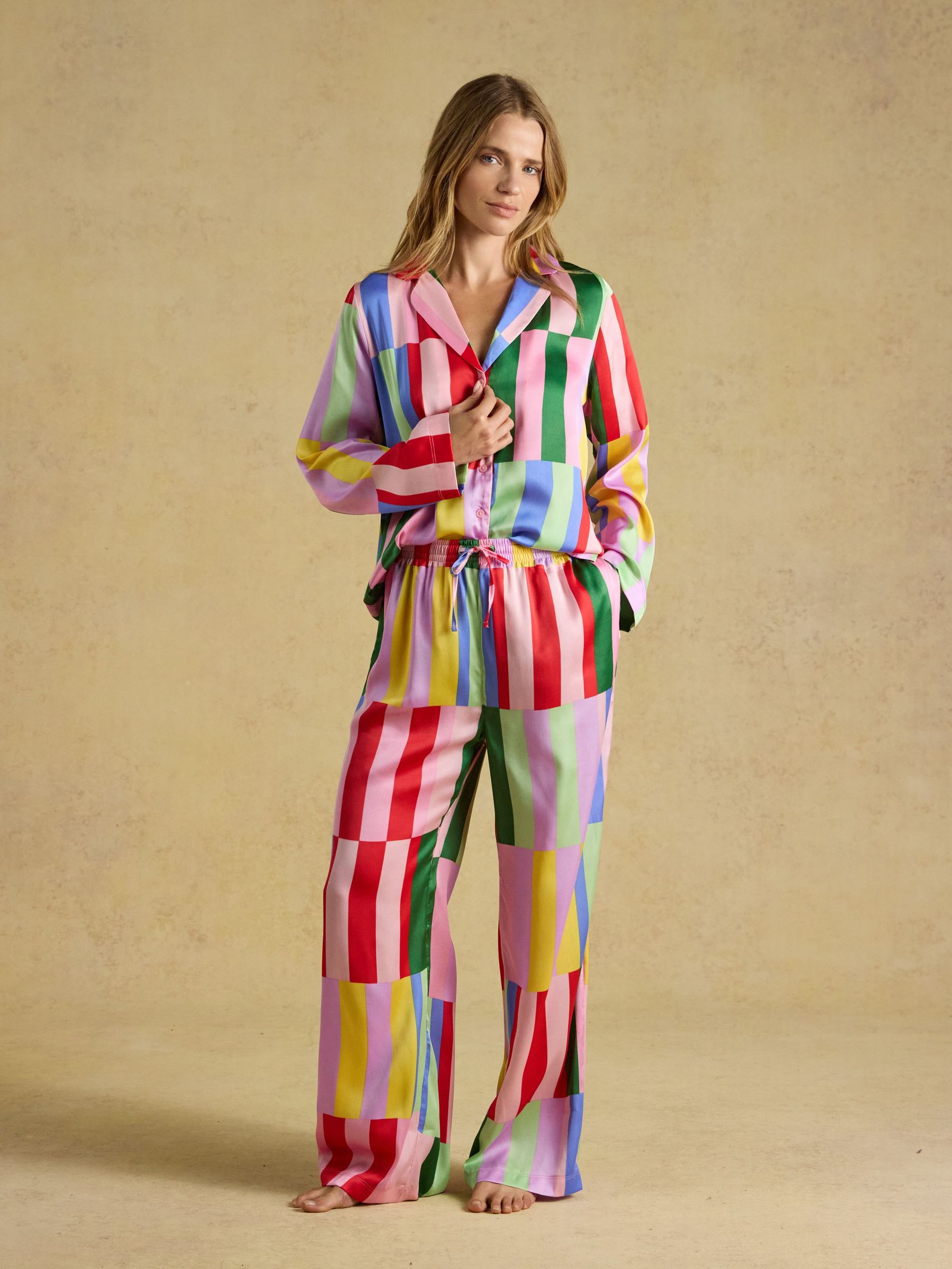 Multi Stripe - Satin Long Sleeve Pyjama Set